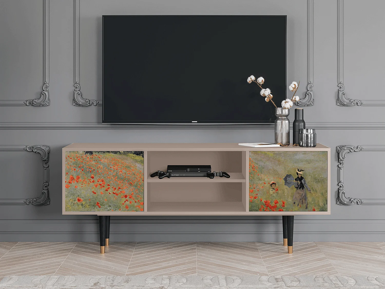 Mobile TV - 170х69х48 cm - T2 - The Poppy Field   , Latte