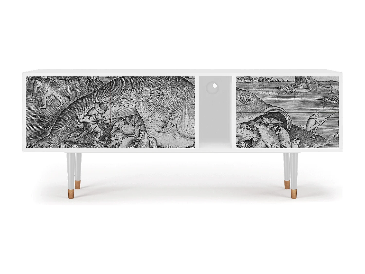 TV-meubel - 170х69х48 cm - T1 - Big Fish Eat Little, Wit