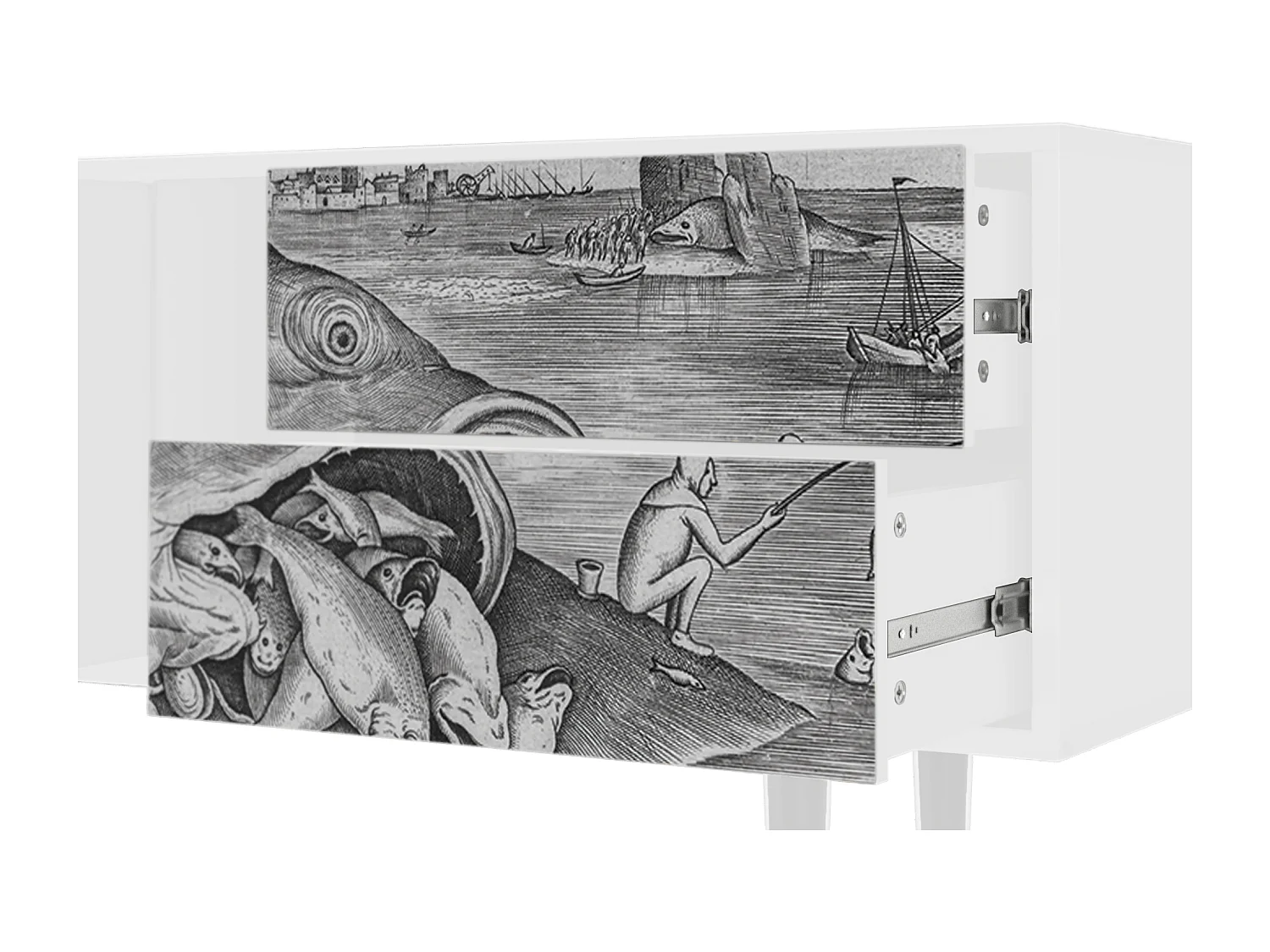 Meuble TV - 170х69х48 cm - T1 - Big Fish Eat Little, Blanc