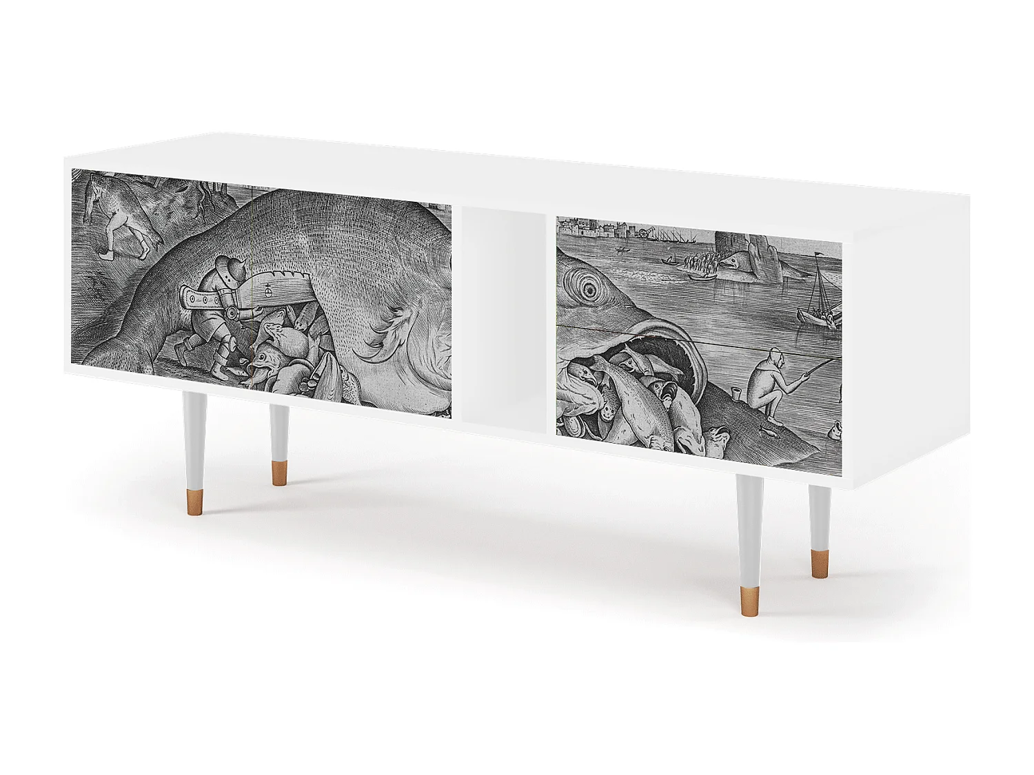 Meuble TV - 170х69х48 cm - T1 - Big Fish Eat Little, Blanc