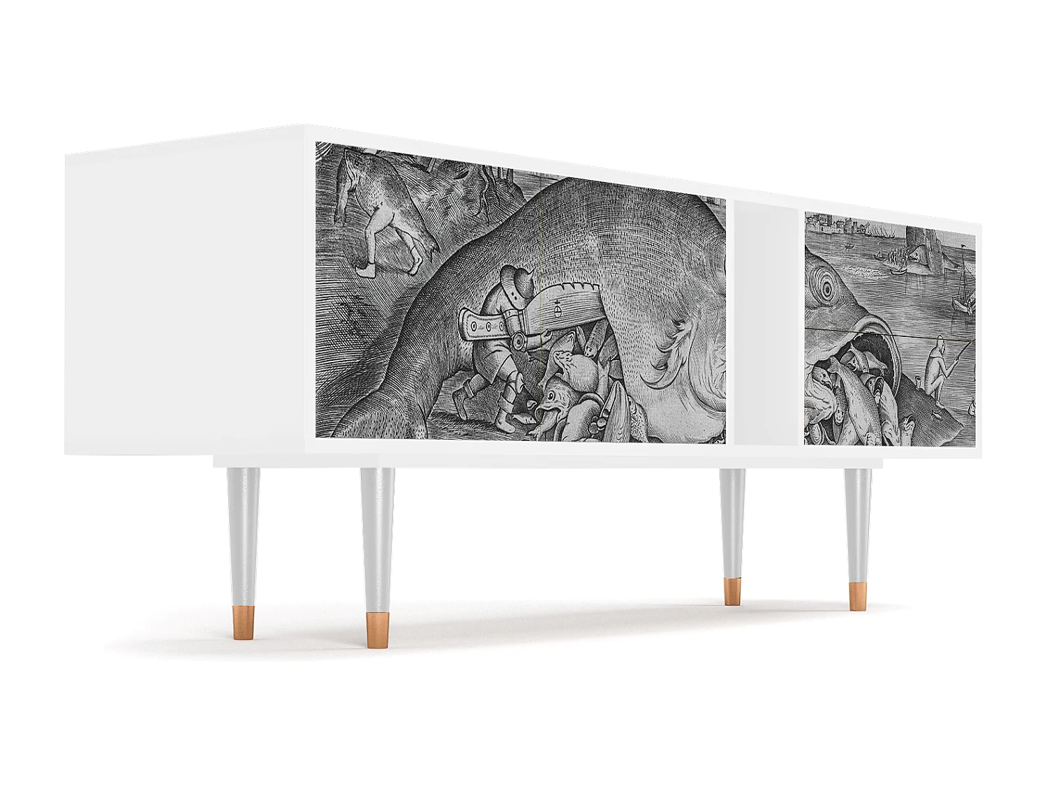 Meuble TV - 170х69х48 cm - T1 - Big Fish Eat Little, Blanc