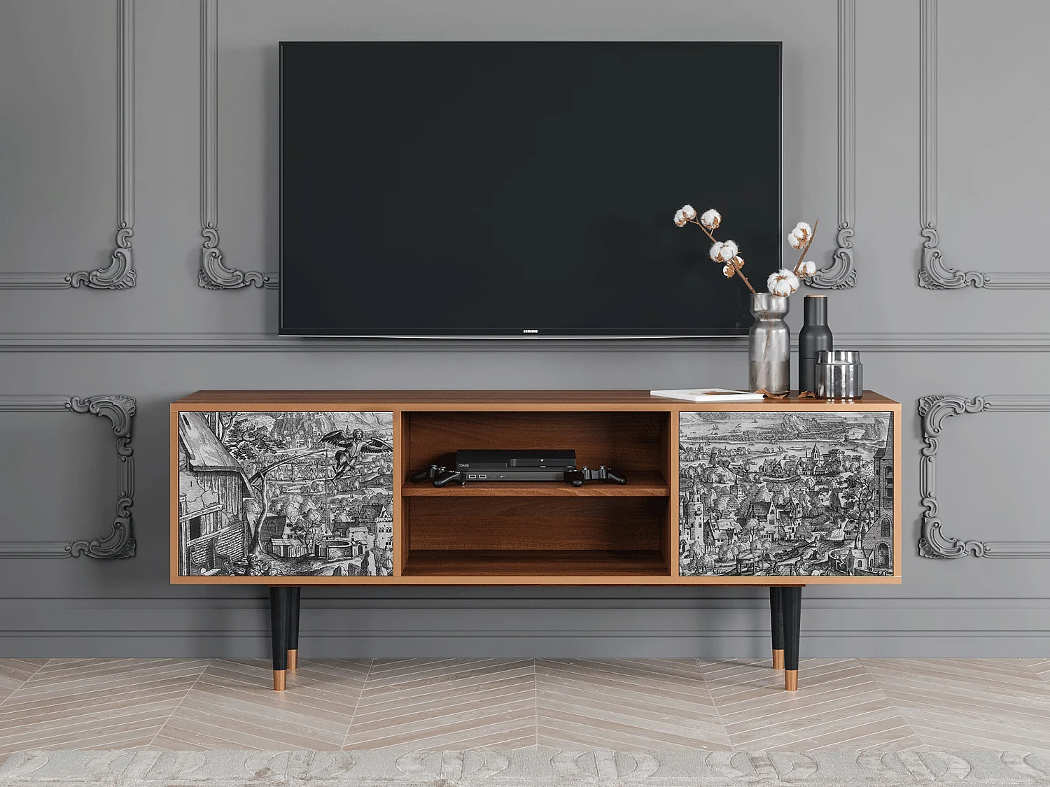 Mueble de TV - 170х69х48 cm - T2 - Departure, Nogal
