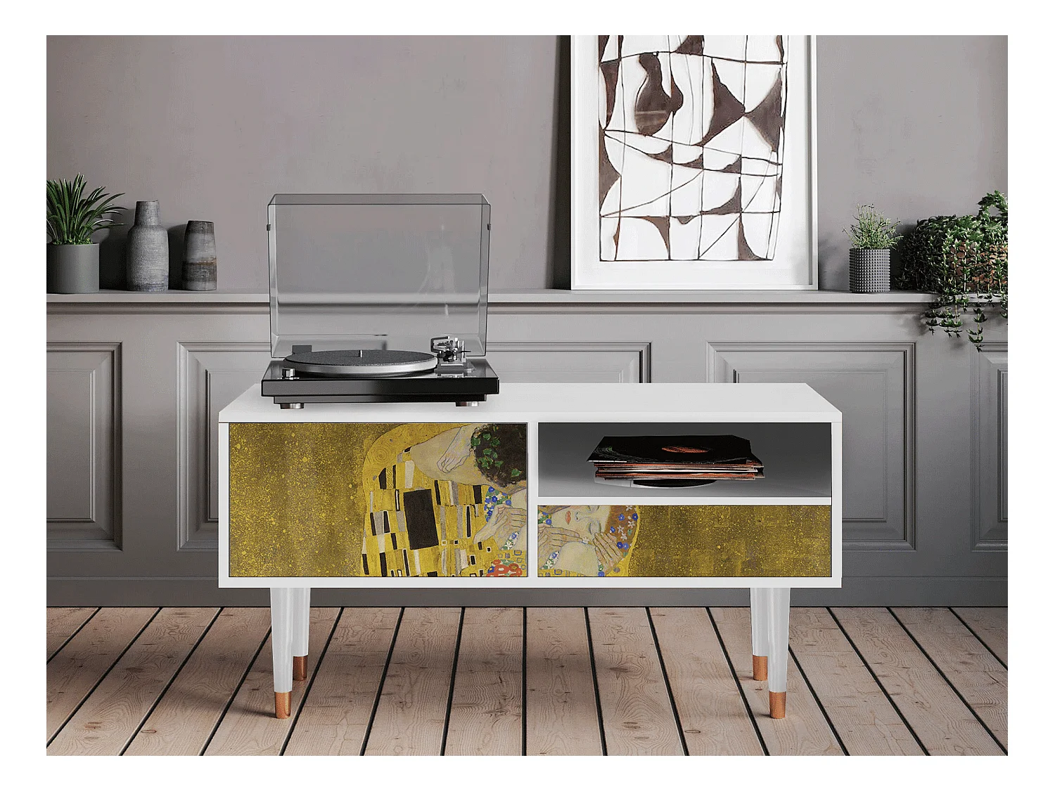 TV-Möbel - 115х59х48 cm - T3 - The Kiss by Klimt , Weiß