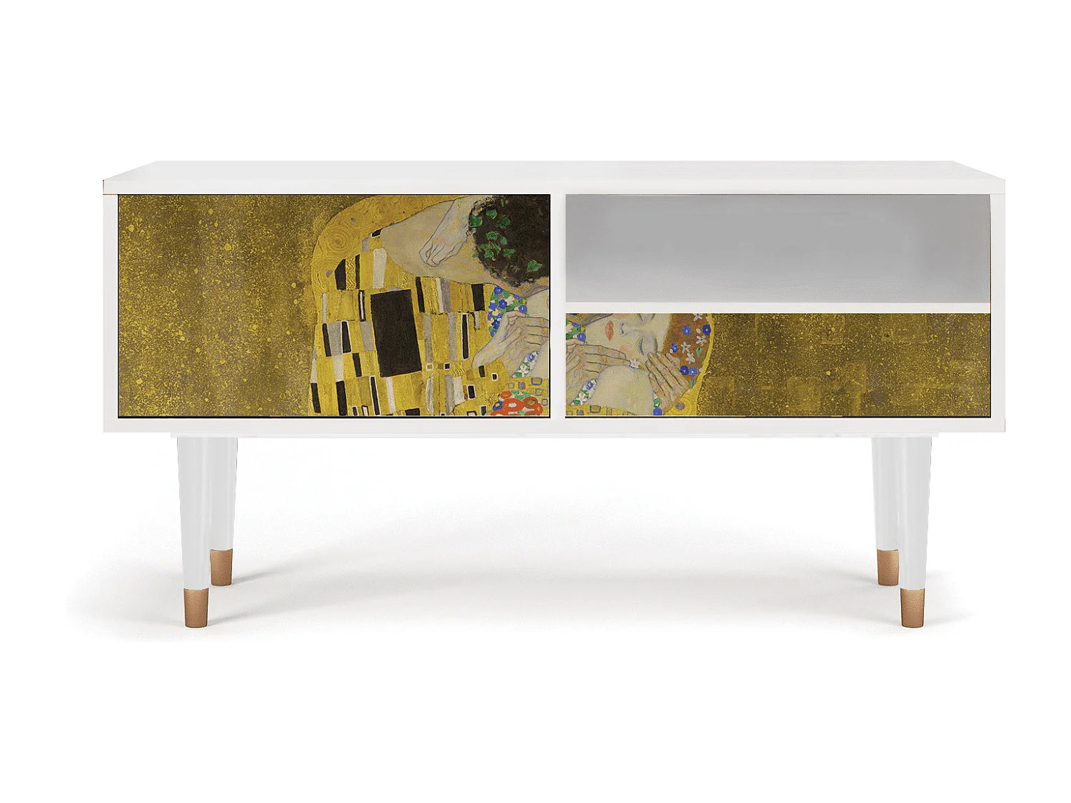 Meuble TV - 115х59х48 cm - T3 - The Kiss by Klimt , Blanc