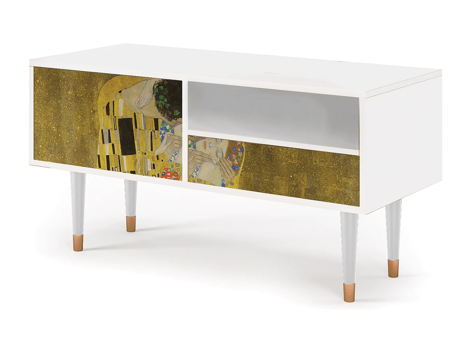 Meuble TV - 115х59х48 cm - T3 - The Kiss by Klimt , Blanc