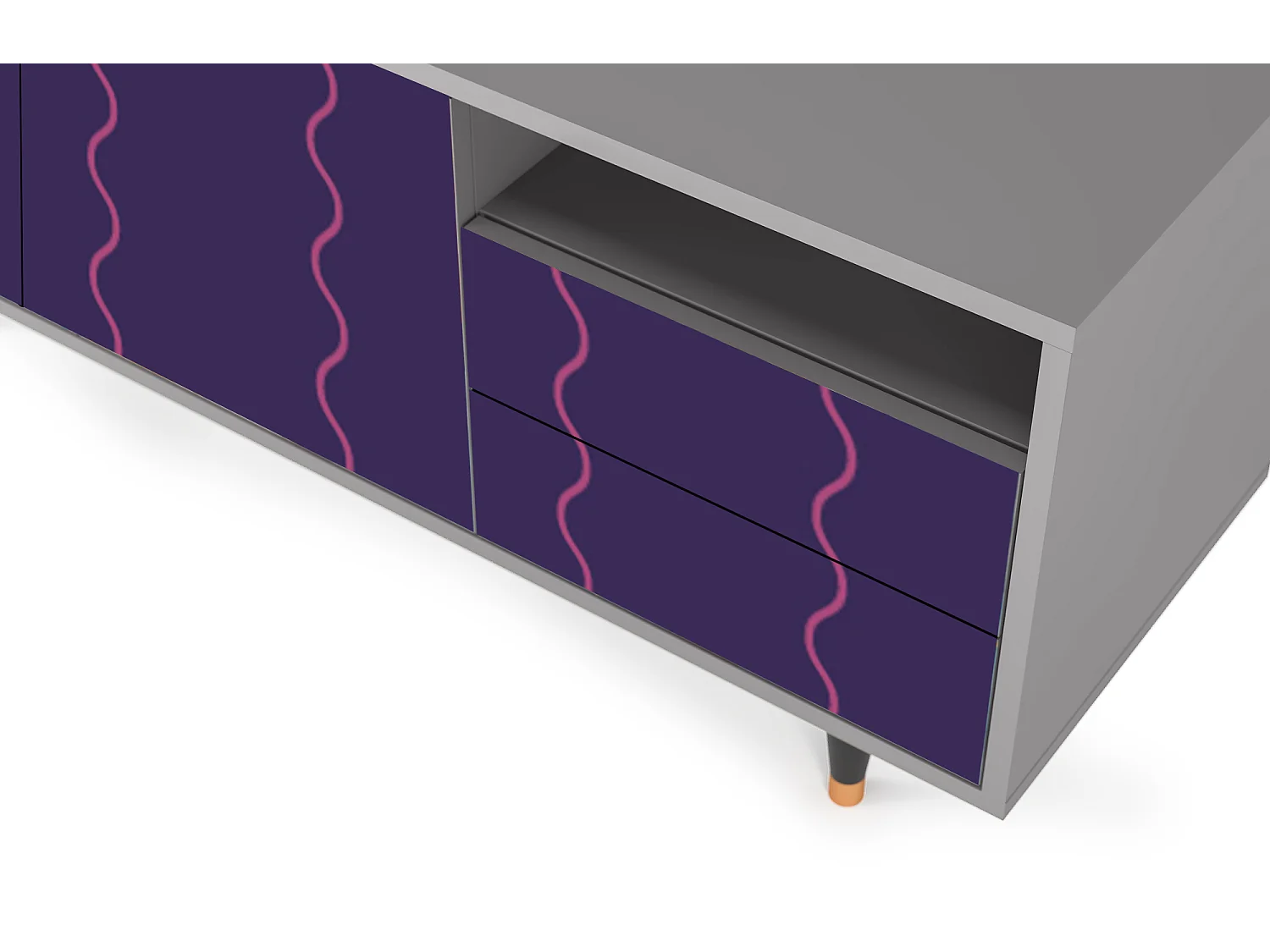 Meuble TV - 125х56х41 cm - T7 - Grape Maccaroni, Gris