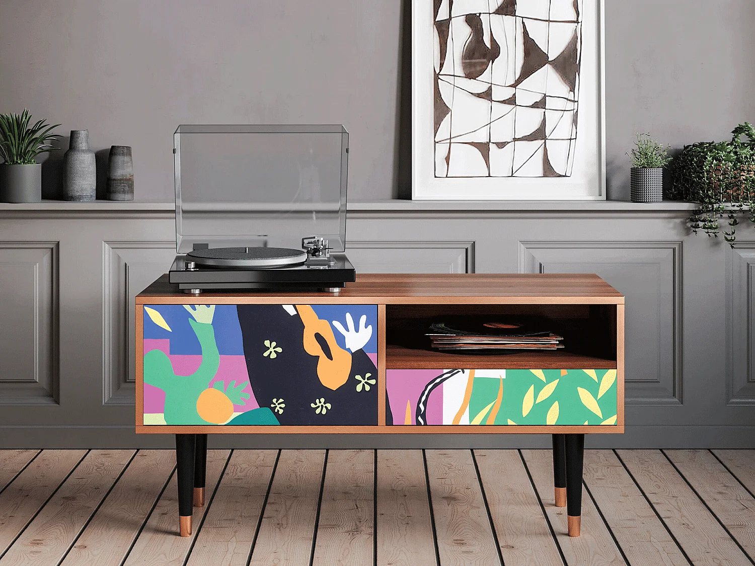 Szafka RTV - 115х59х48 cm - T3 - La Tristesse du Roi, Orzech