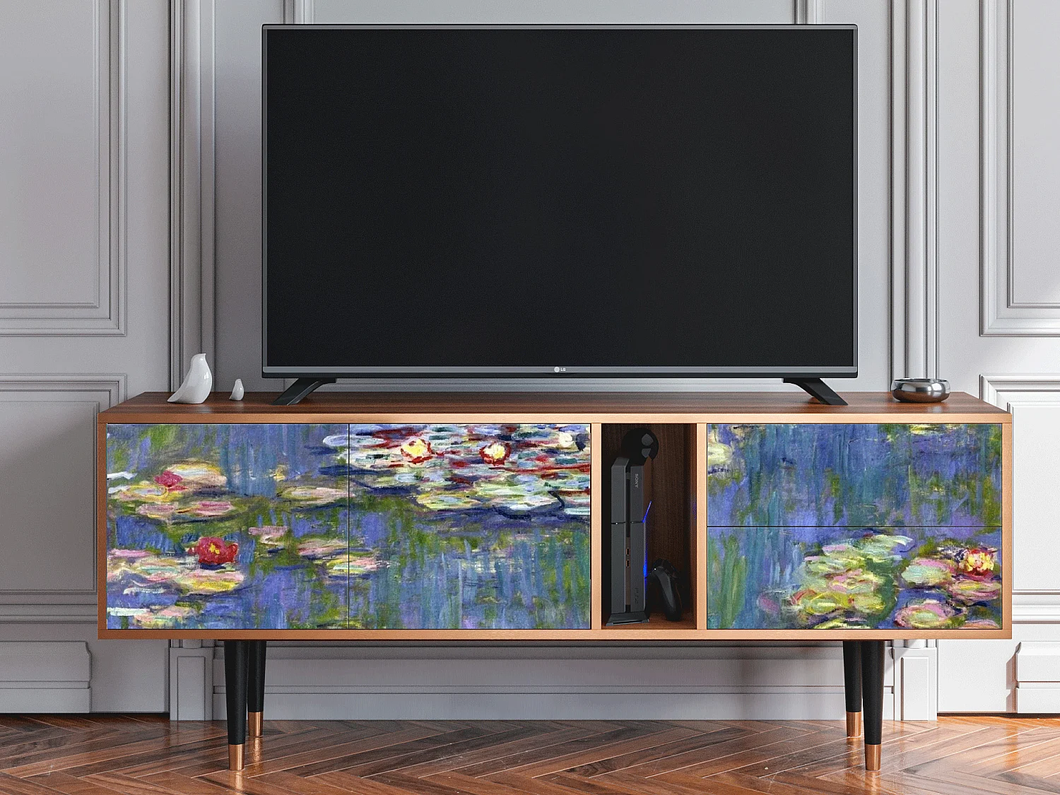 Meuble TV - 170х69х48 cm - T1 - The water lily pond  , Noyer
