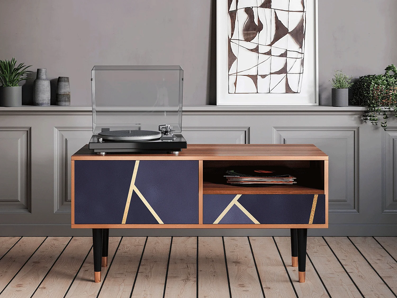 TV-Möbel - 115х59х48 cm - T3 - The Amethyst, Walnuss