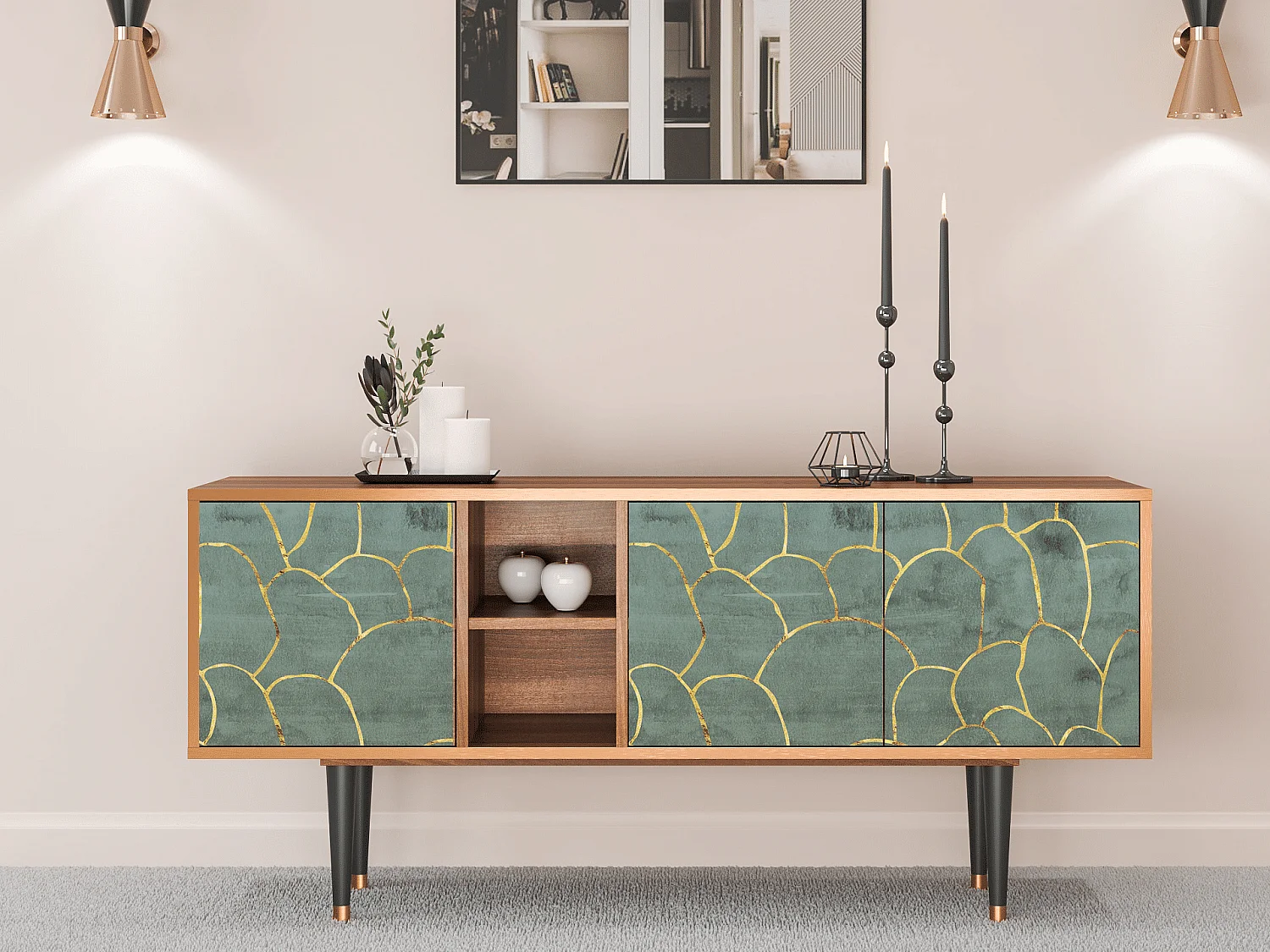 TV-Möbel - 150х69х41 cm - T5 - Magnificent Water Lily, Walnuss