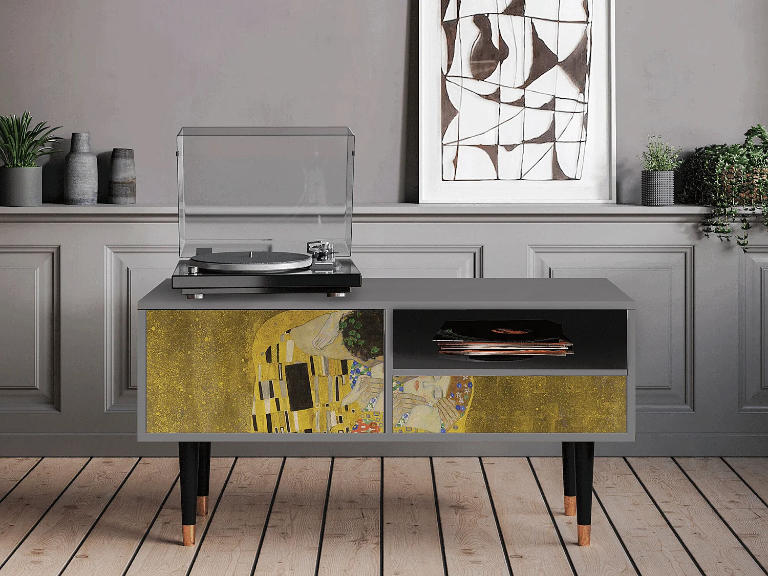 Mobile TV - 115х59х48 cm - T3 - The Kiss by Klimt , Grigio