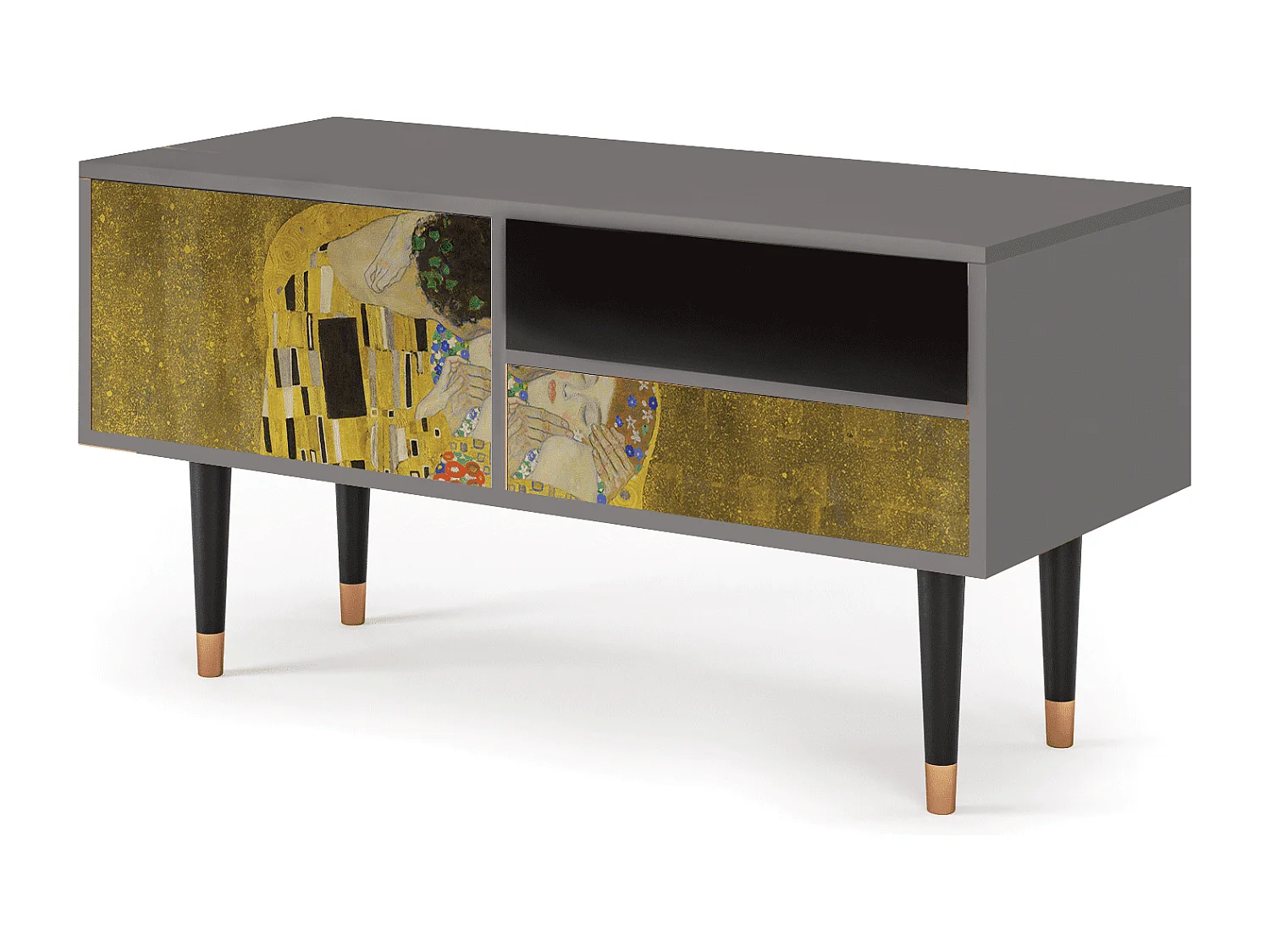 Meuble TV - 115х59х48 cm - T3 - The Kiss by Klimt , Gris