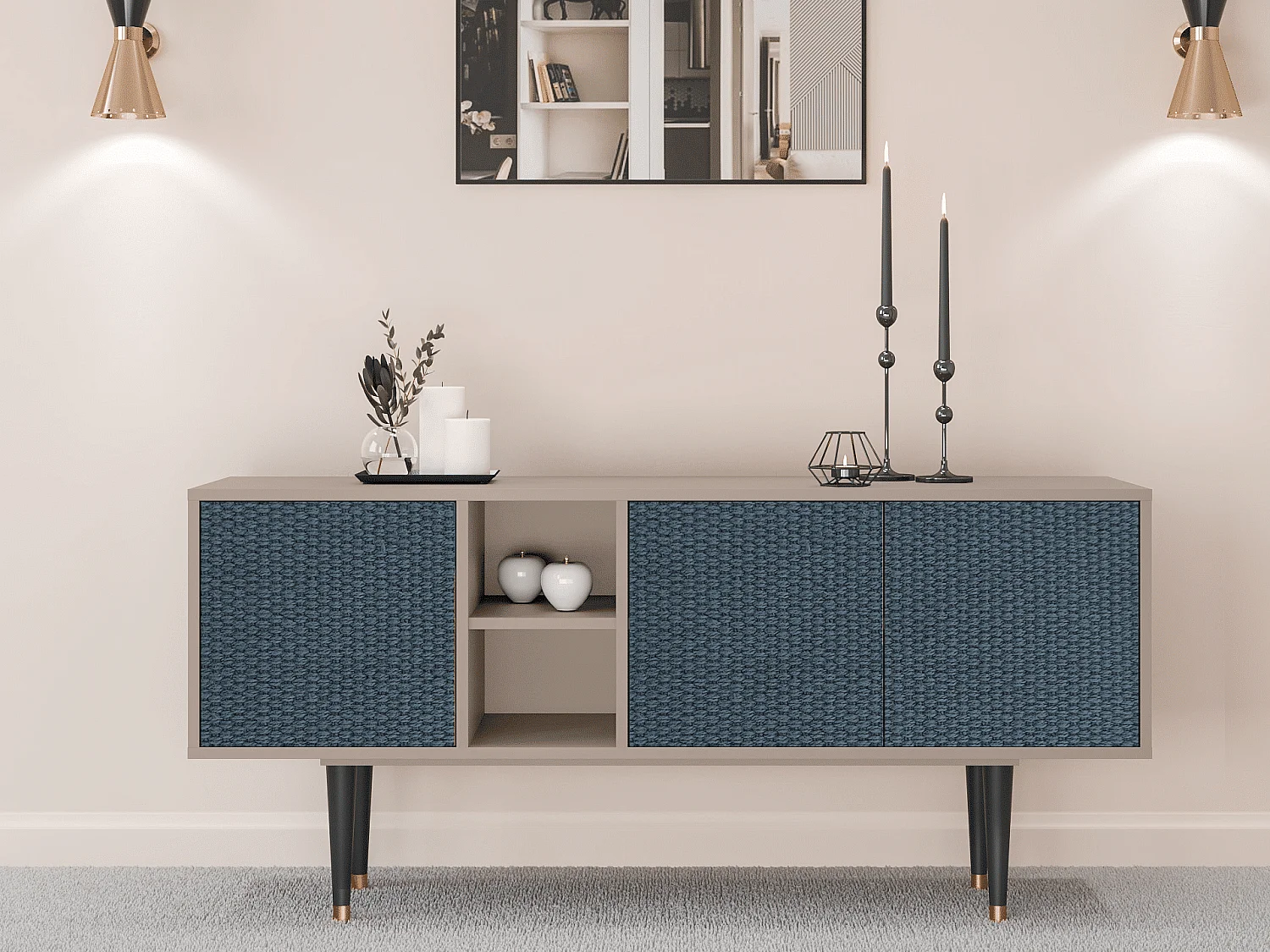 Mobile TV - 150х69х41 cm - T5 - Knitted Pattern, Latte