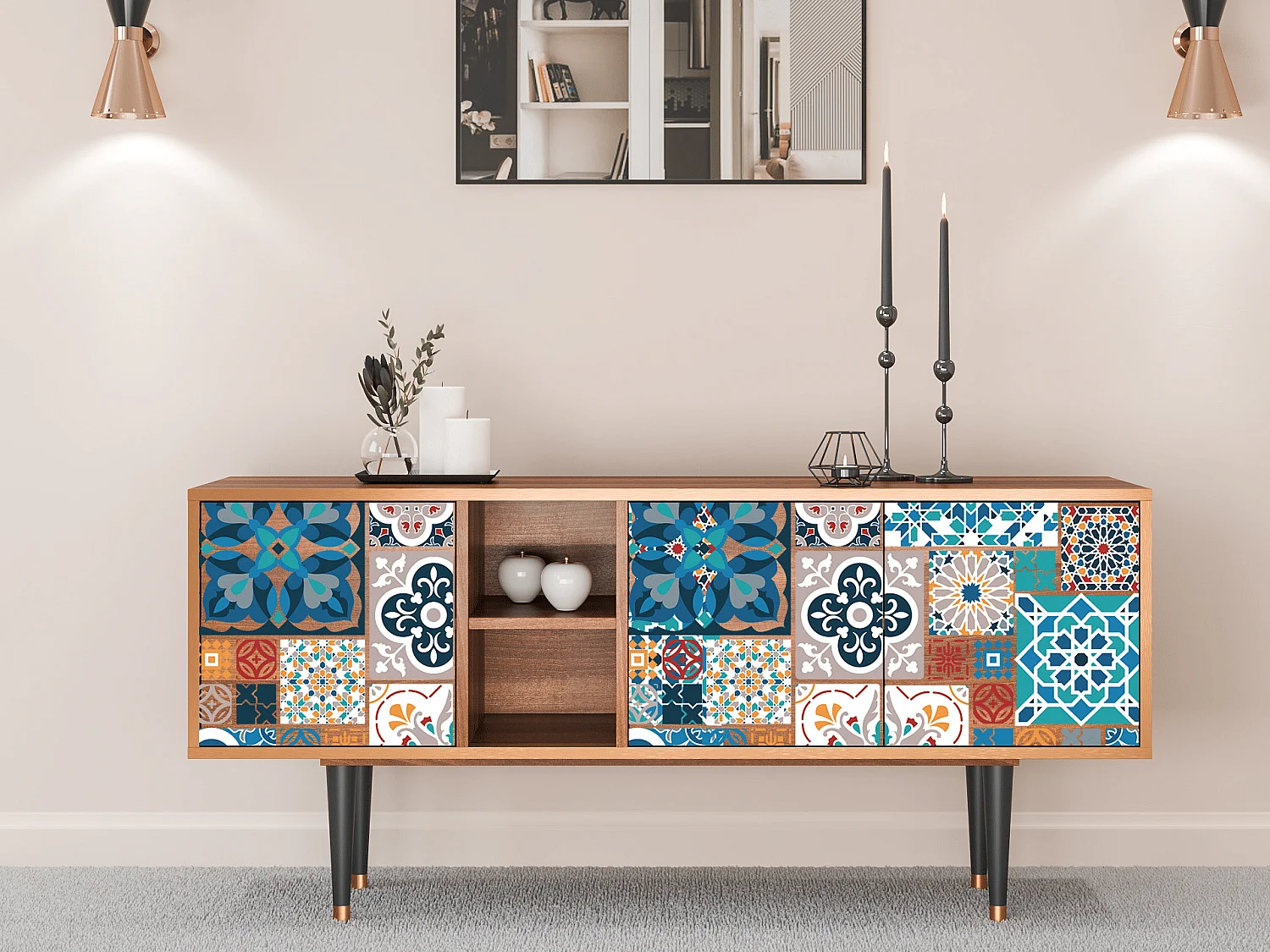 Mobile TV - 150х69х41 cm - T5 - Moroccan Market, Noce