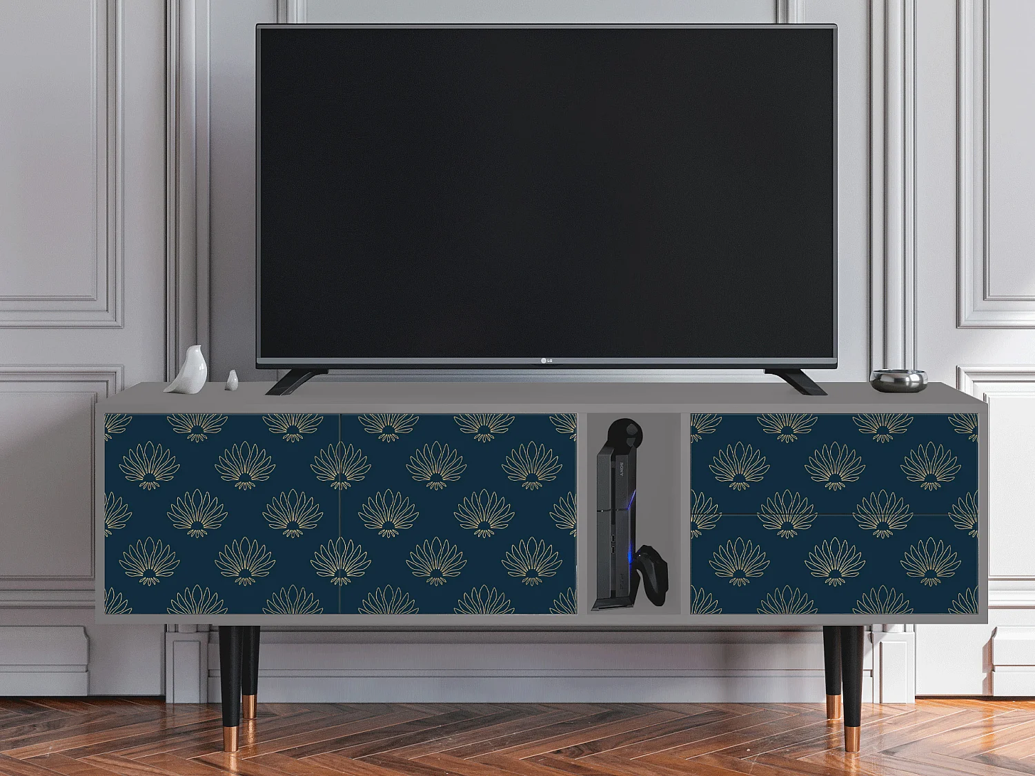 Szafka RTV - 170х69х48 cm - T1 - Blue Lotus, Szary