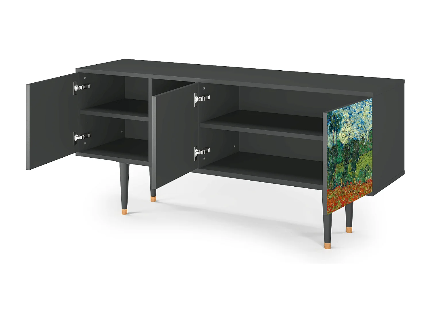 TV-meubel - 150х69х41 cm - T5 - Poppy field by van Gogh, Antraciet