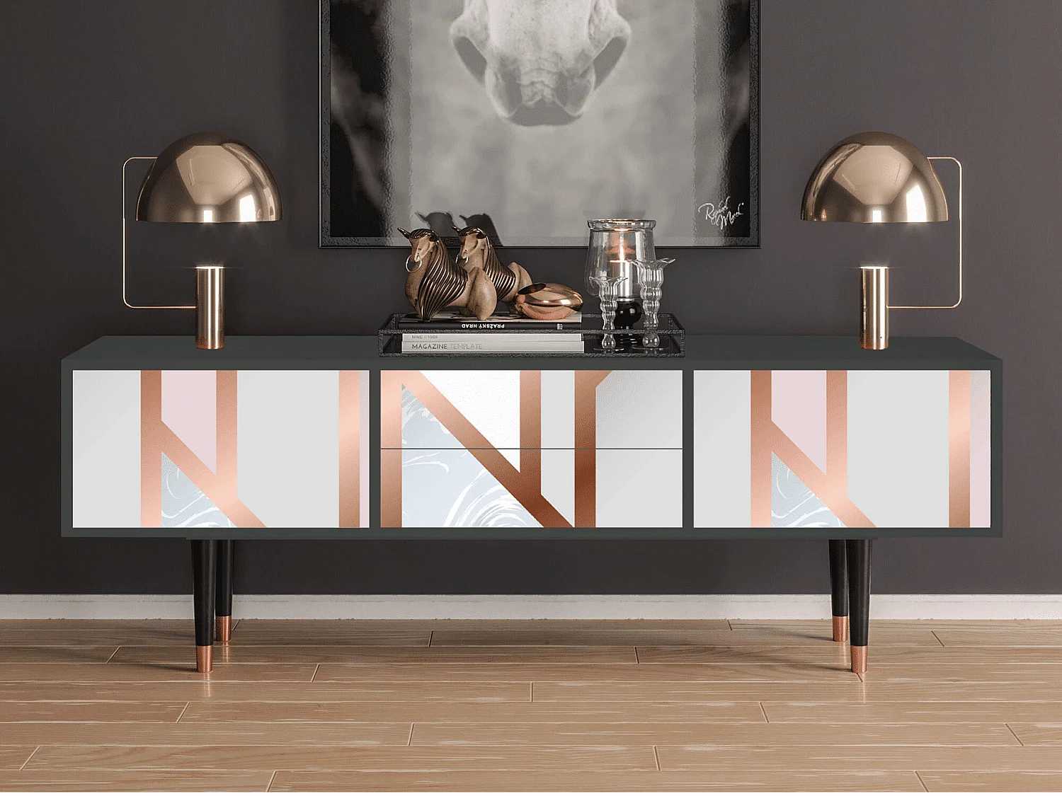 Meuble TV - 170х59х48 cm - T4 - Champagne Story, Anthracite