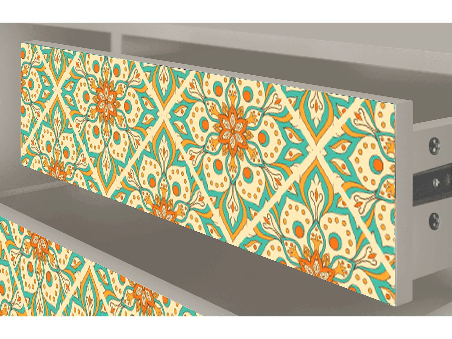 Szafka RTV - 170х59х48 cm - T4 - Hindu Daisy, Piaskowy