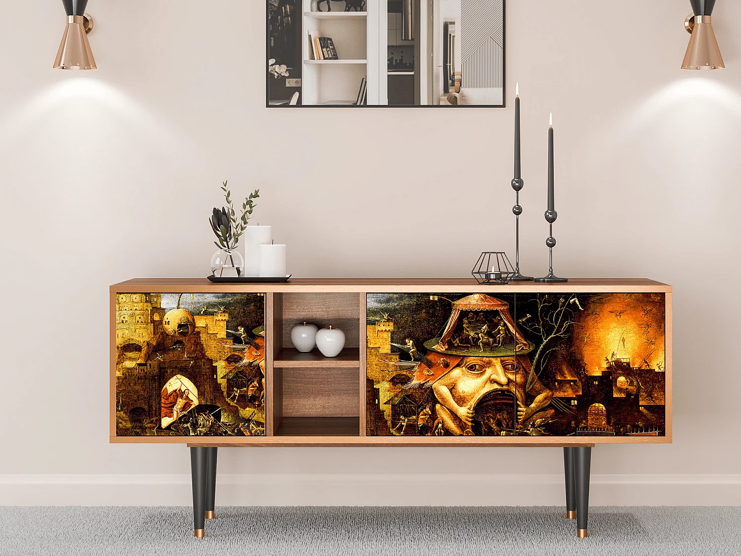 Meuble TV - 150х69х41 cm - T5 - Christ in Limbo, Noyer