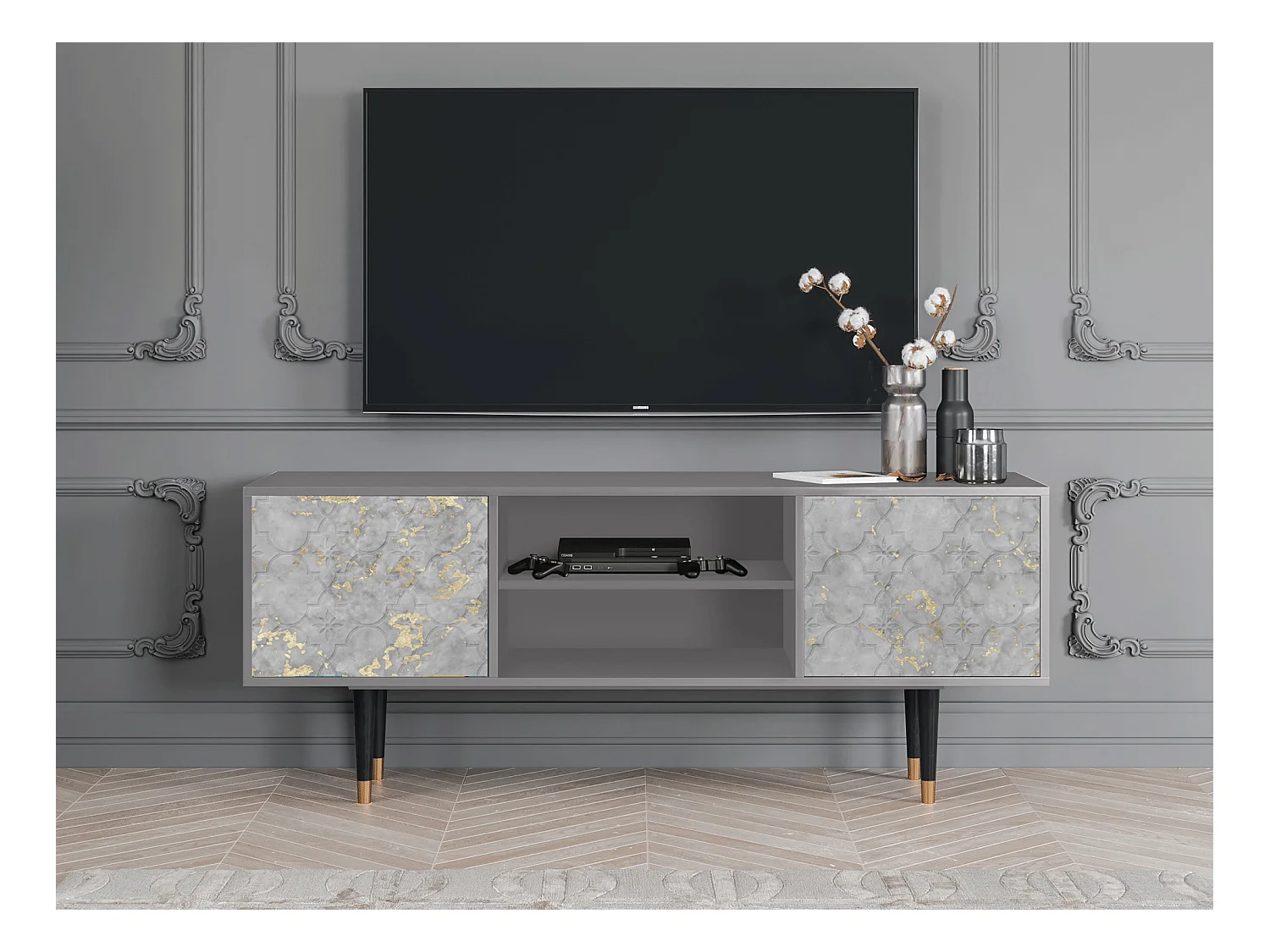 Mueble de TV - 170х69х48 cm - T2 - Mariana Trench, Cinza