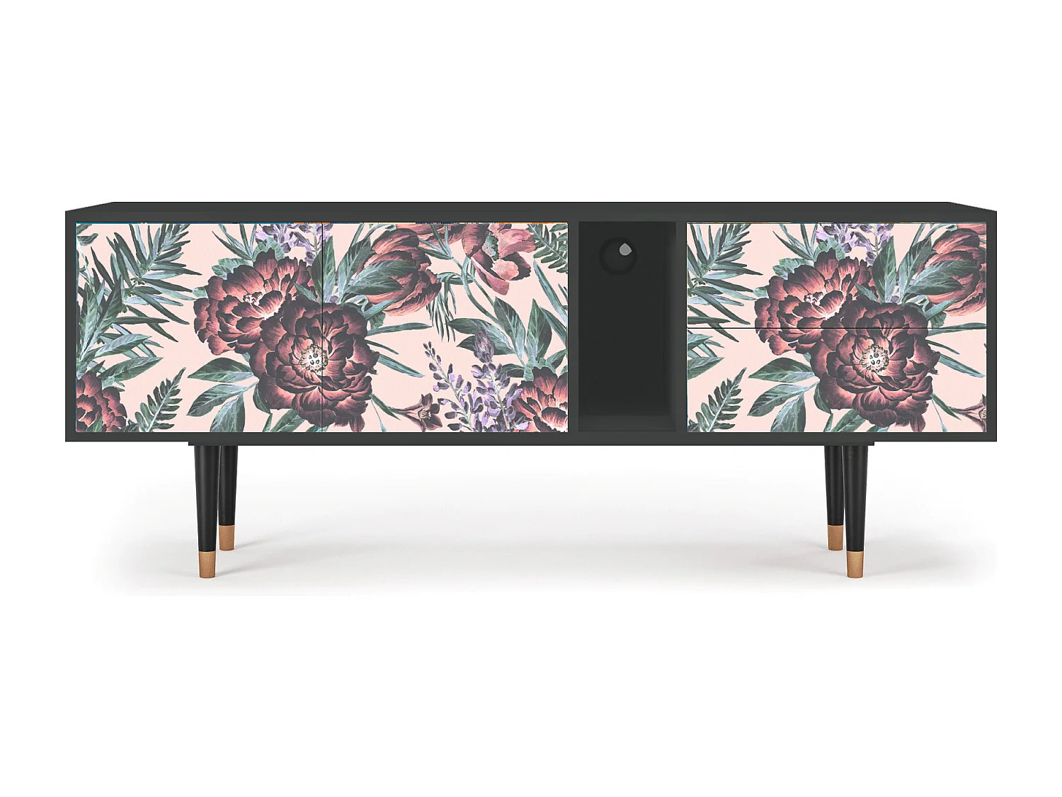 Mueble de TV - 170х69х48 cm - T1 - Peach Peonies, Antracita