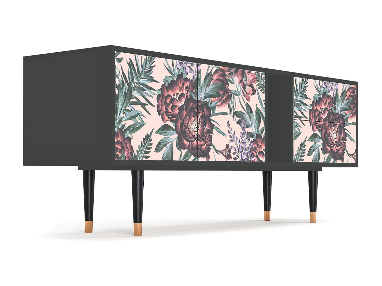 Mueble de TV - 170х69х48 cm - T1 - Peach Peonies, Antracita