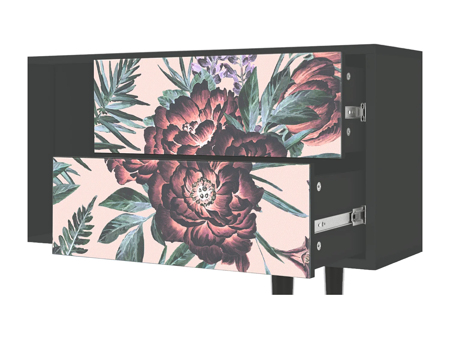 Mueble de TV - 170х69х48 cm - T1 - Peach Peonies, Antracita