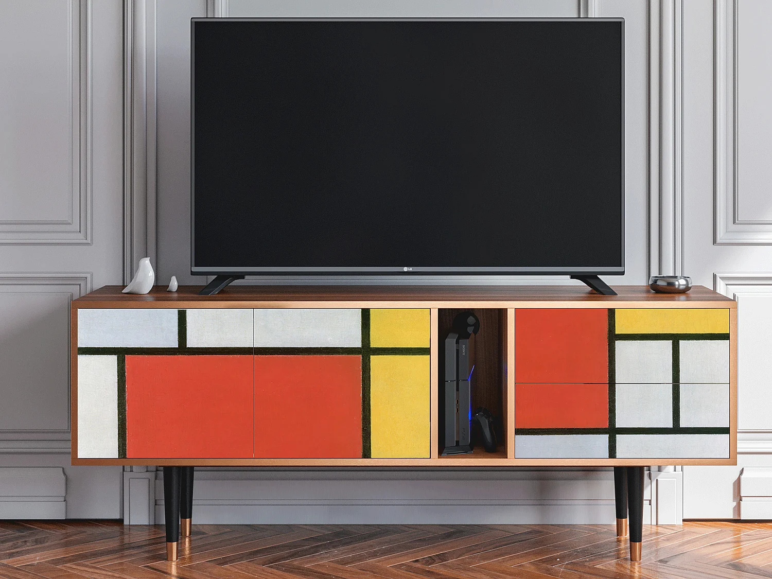 Mobile TV - 170х69х48 cm - T1 - Composition, Noce