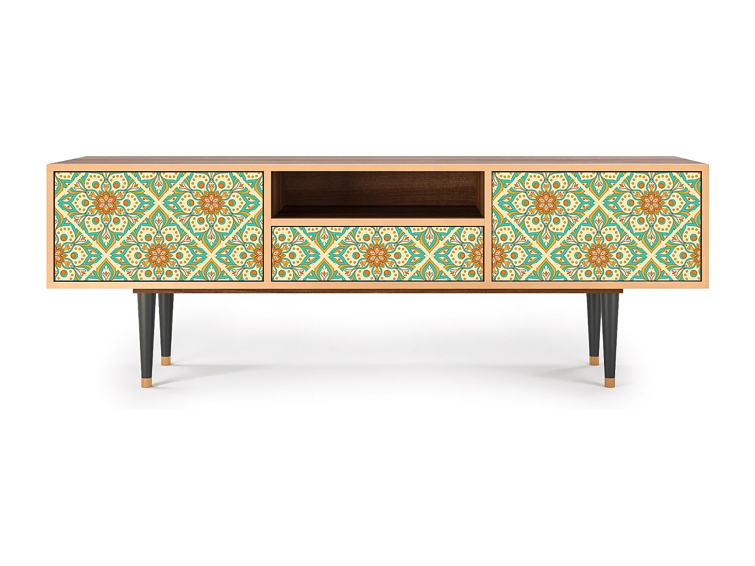 Mueble de TV - 170х59х41 cm - T6 - Hindu Daisy, Nogueira