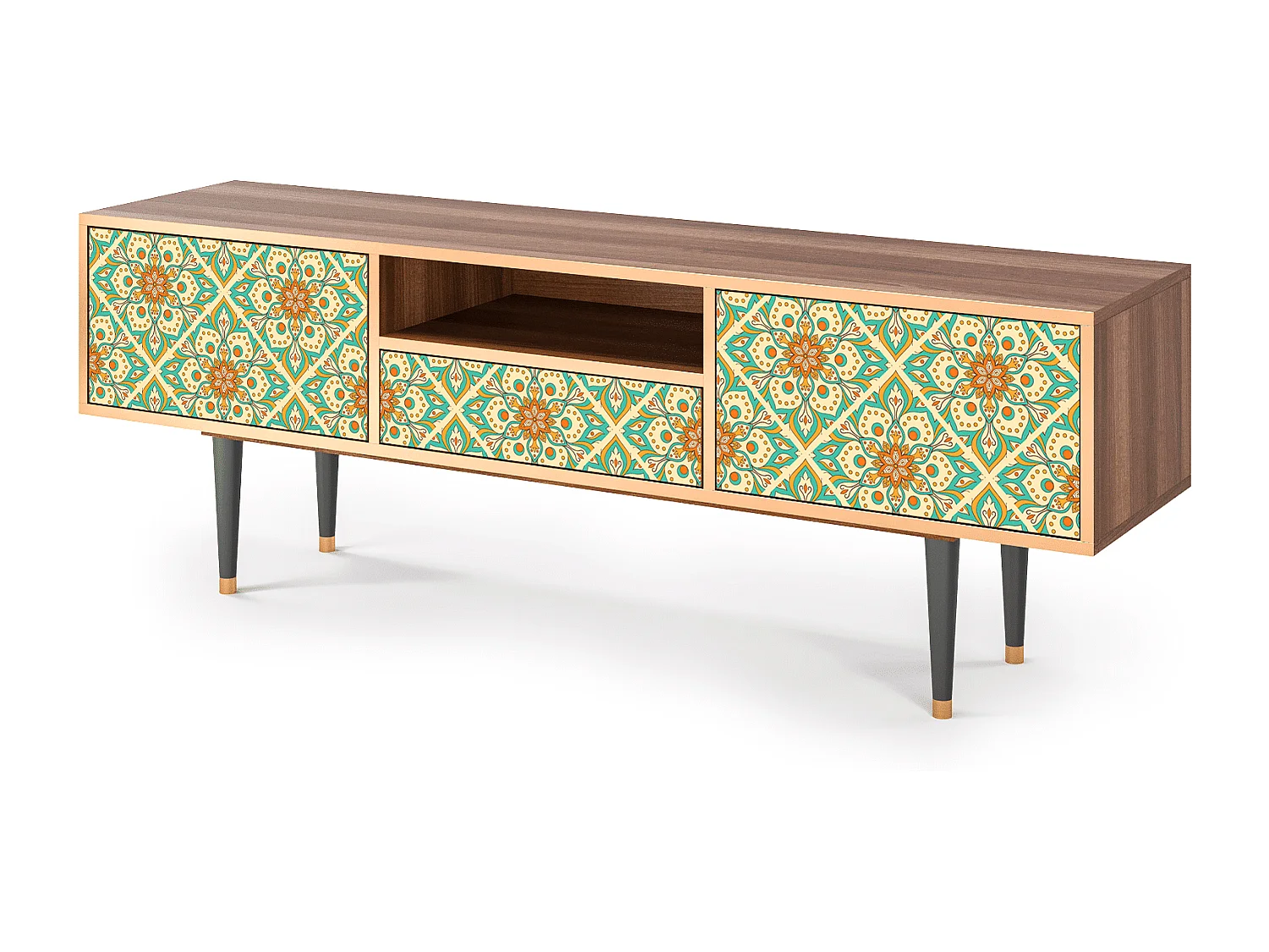 Mueble de TV - 170х59х41 cm - T6 - Hindu Daisy, Nogueira