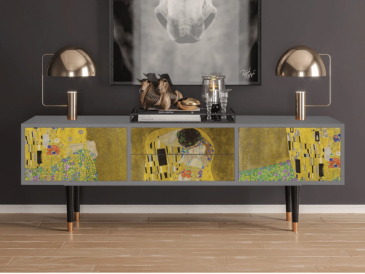 Mueble de TV - 170х59х48 cm - T4 - The Kiss by Klimt , Gris
