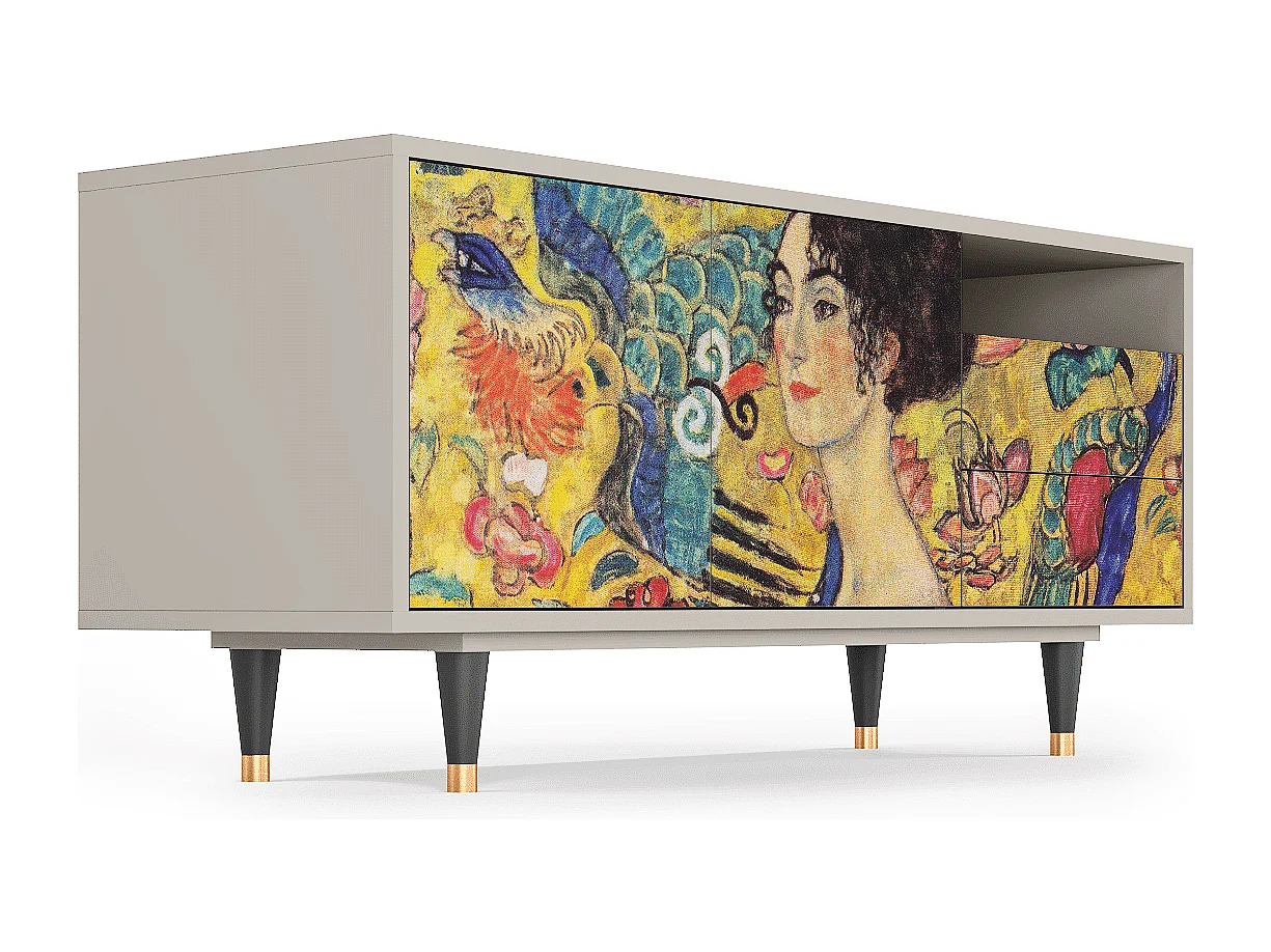 TV-Möbel - 125х56х41 cm - T7 - Lady with Fan by Klimt, Sand