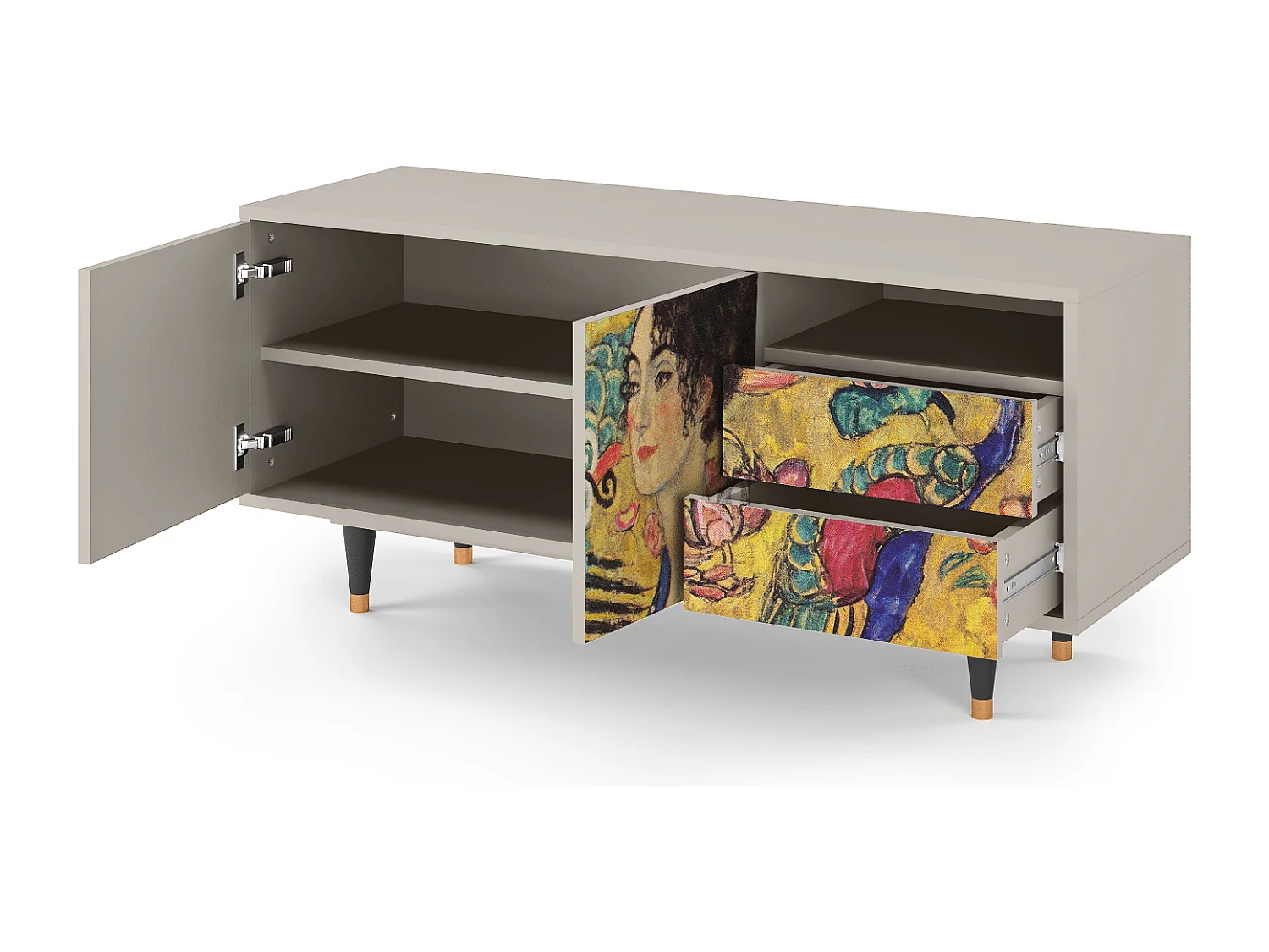 TV-Möbel - 125х56х41 cm - T7 - Lady with Fan by Klimt, Sand