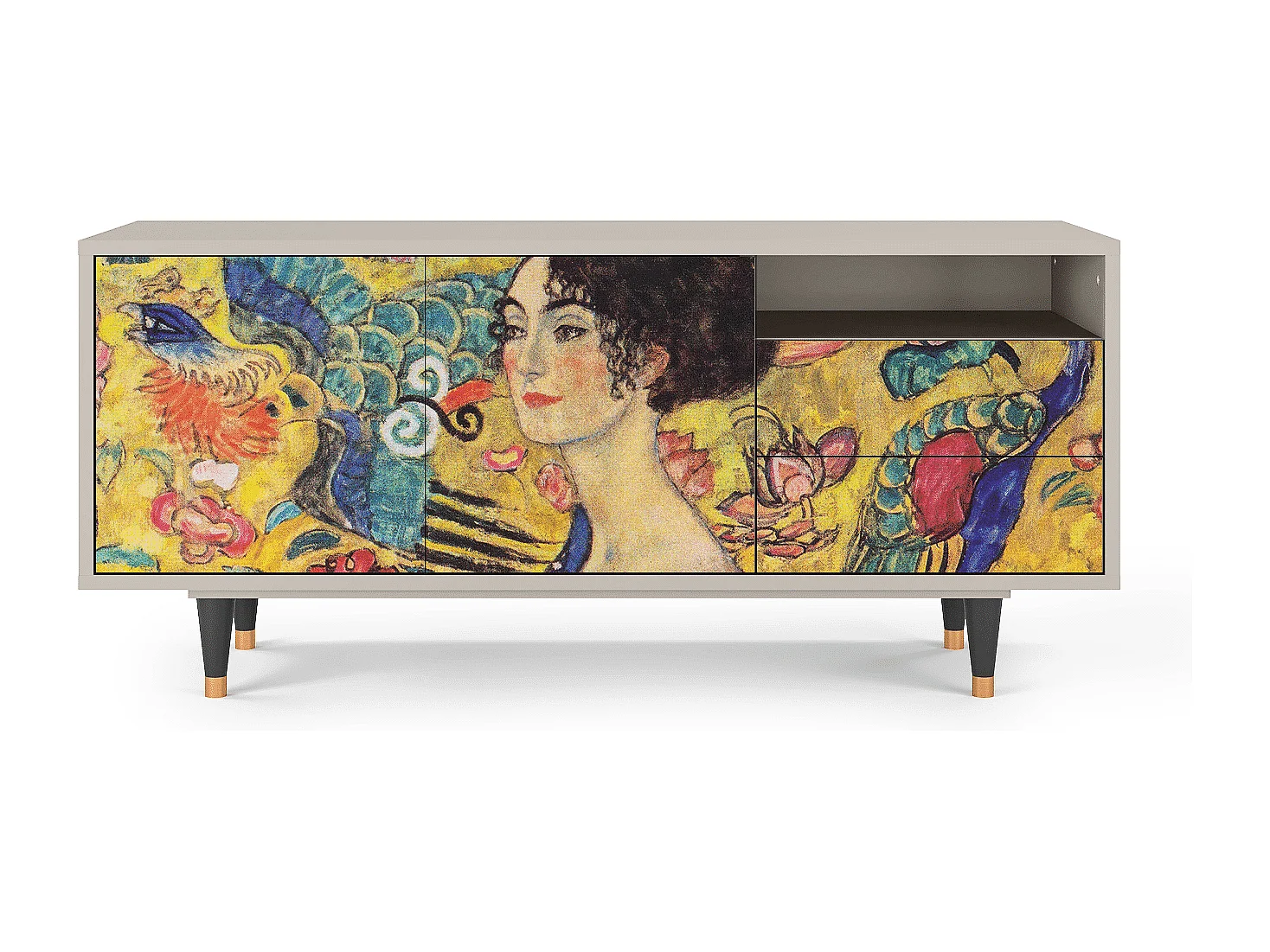 TV-Möbel - 125х56х41 cm - T7 - Lady with Fan by Klimt, Sand