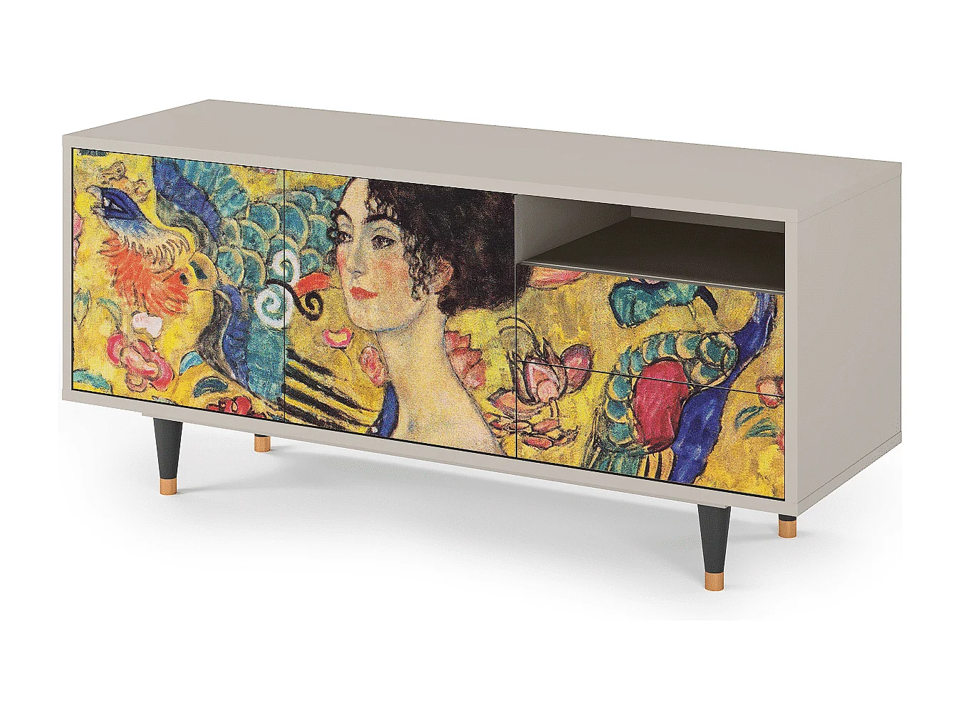 TV-Möbel - 125х56х41 cm - T7 - Lady with Fan by Klimt, Sand