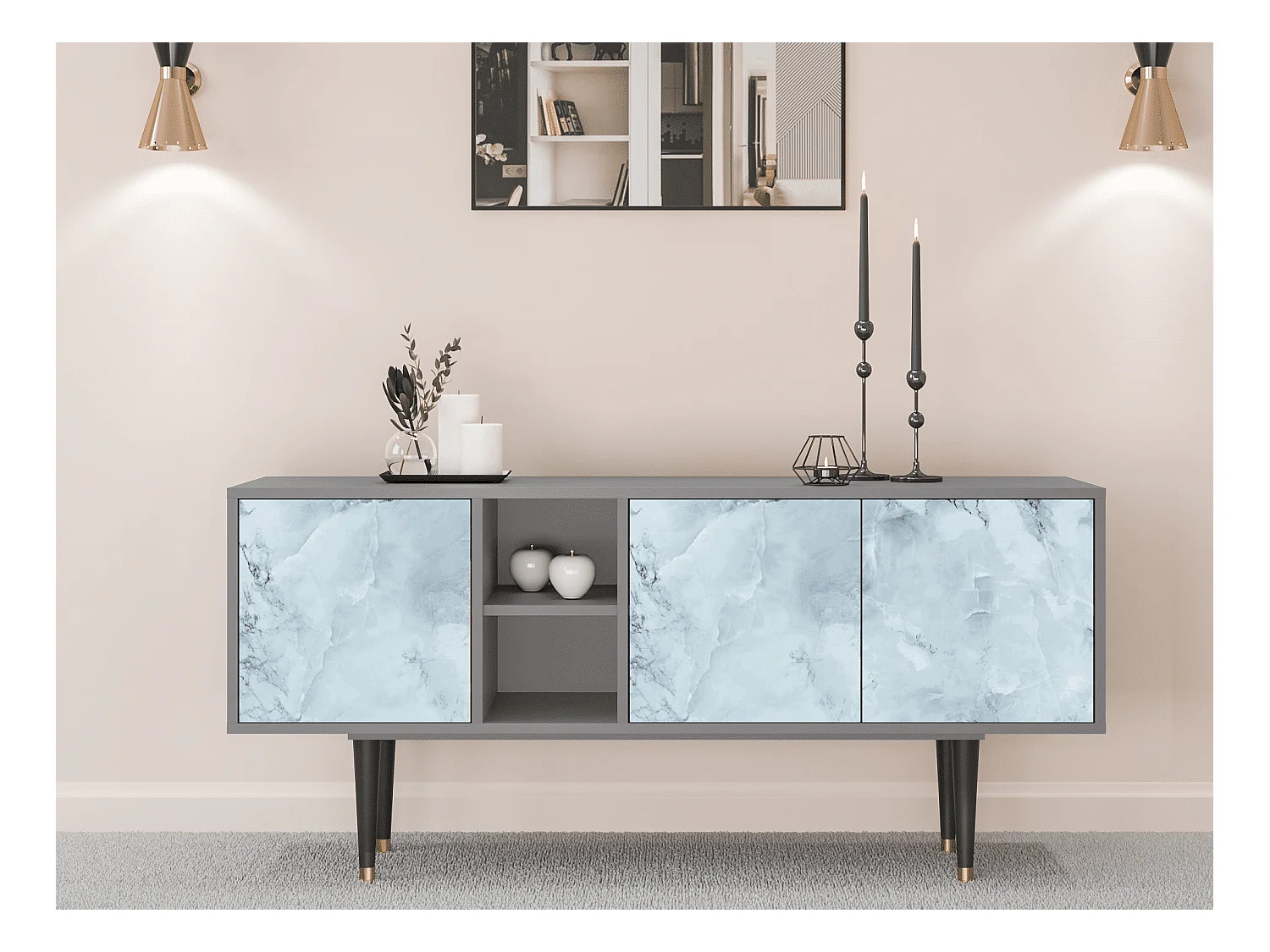 TV-Möbel - 150х69х41 cm - T5 - Glacial Colour, Grau