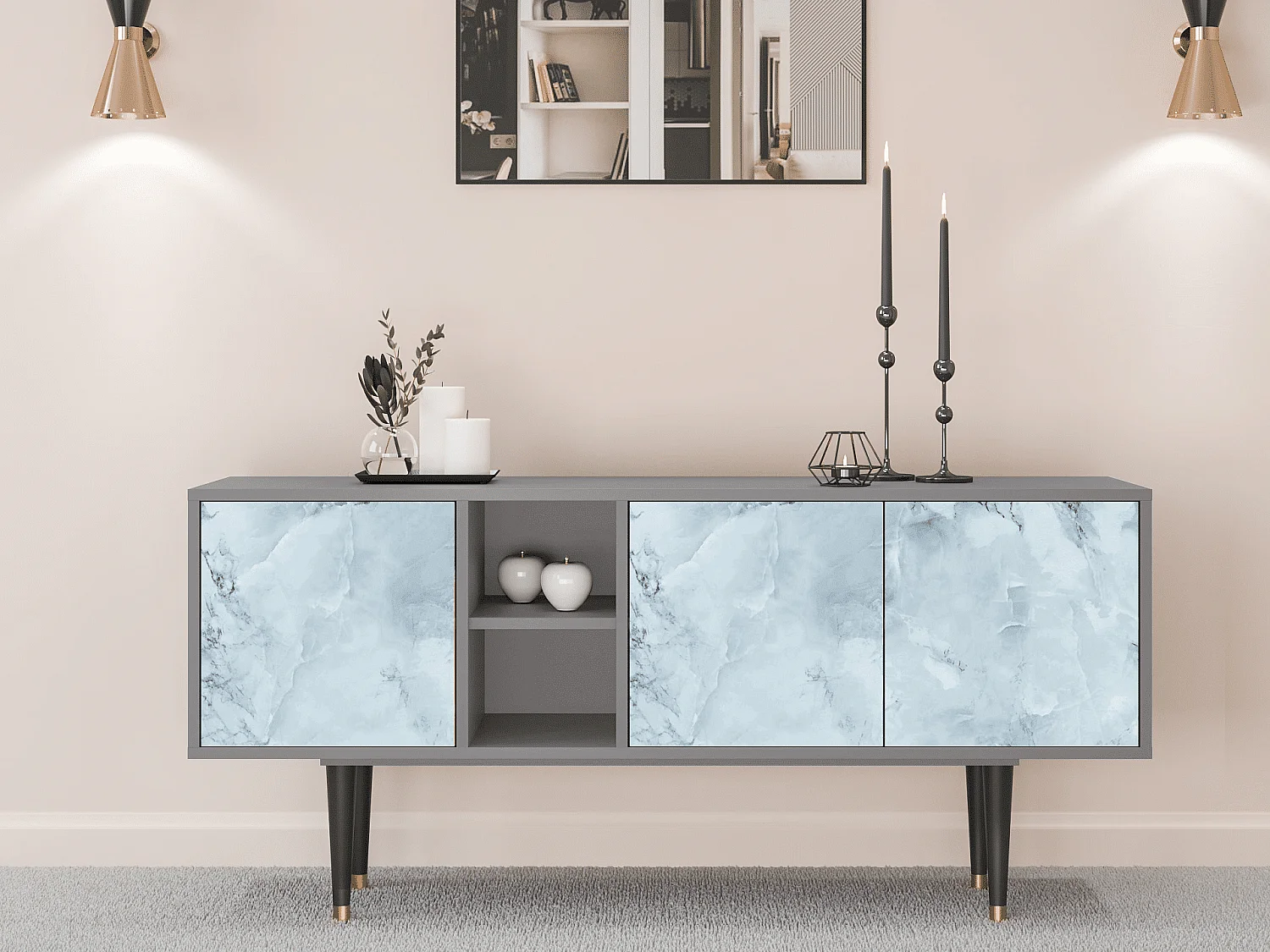 Mueble de TV - 150х69х41 cm - T5 - Glacial Colour, Gris