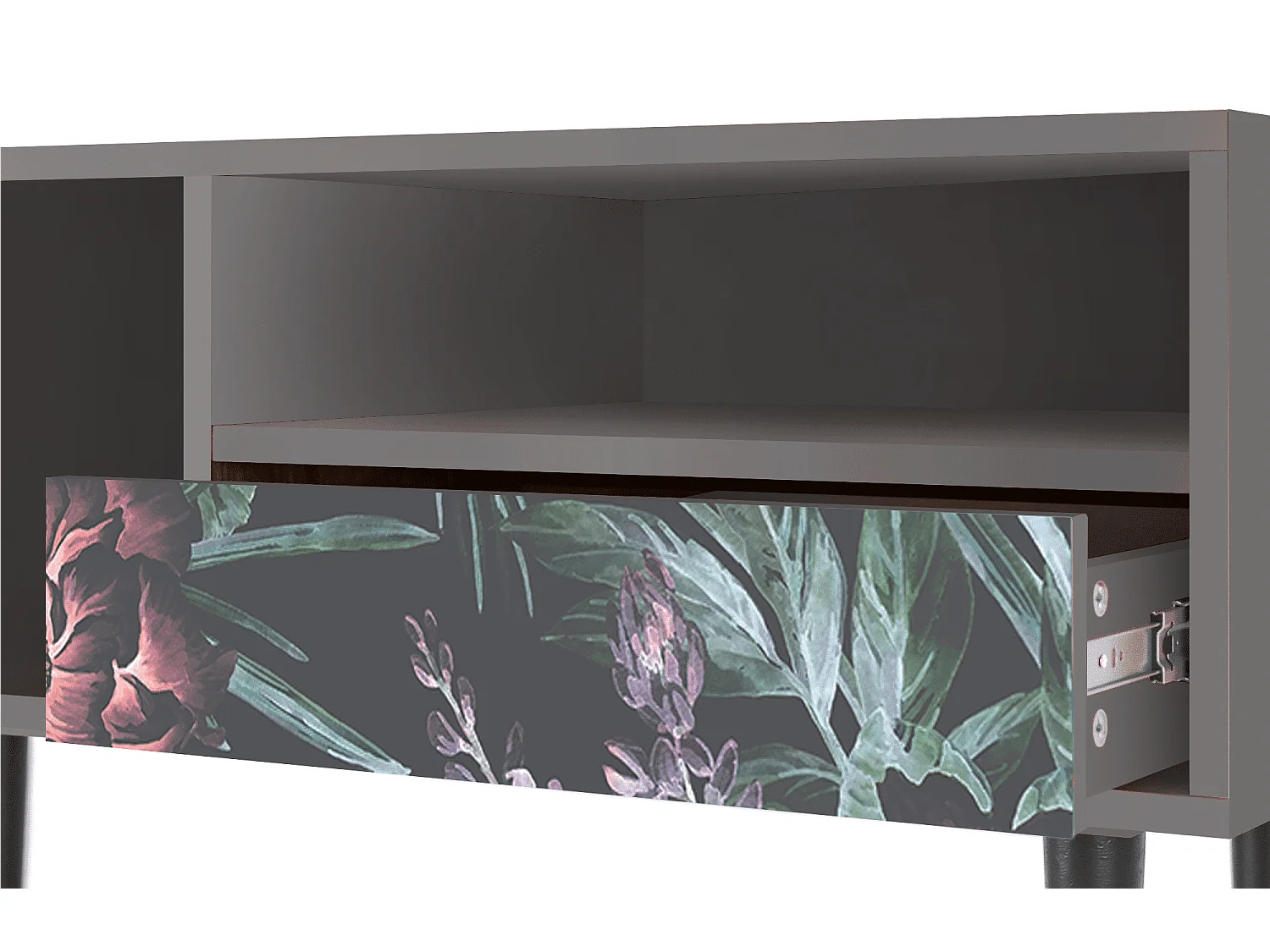 Meuble TV - 115х59х48 cm - T3 - Dark Peonies, Gris