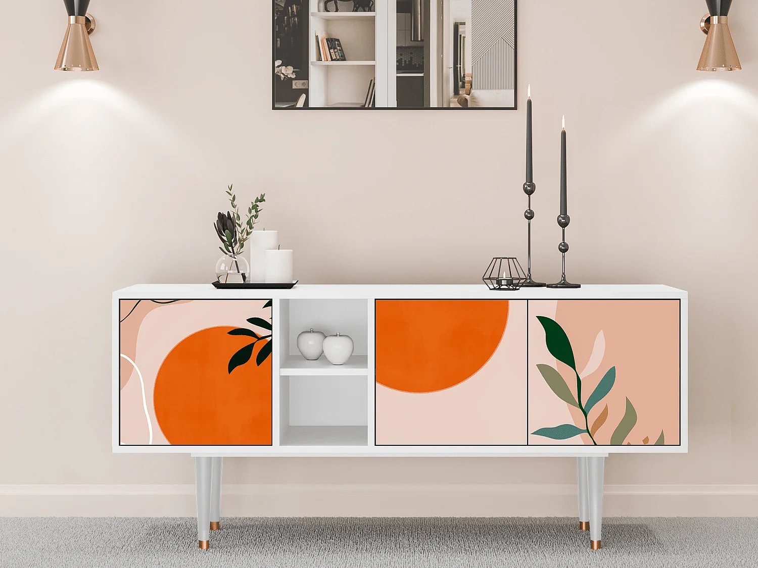 Mueble de TV - 150х69х41 cm - T5 - Artwork, Blanco