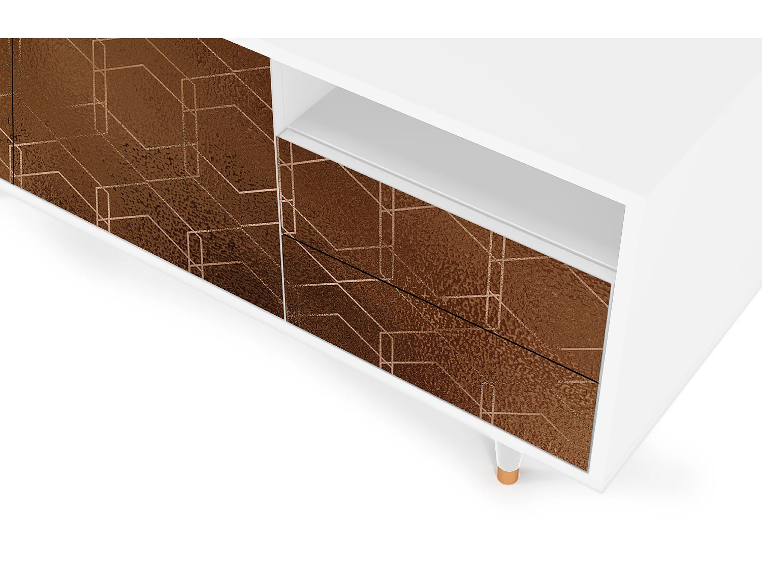 Meuble TV - 125х56х41 cm - T7 - Chocolate Bar, Blanc