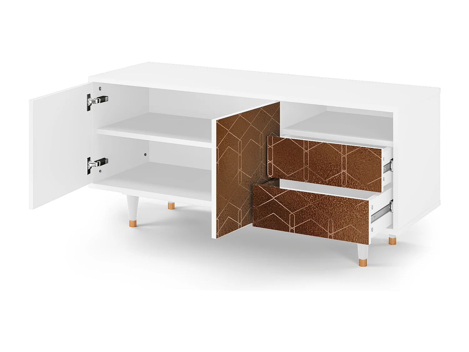 Meuble TV - 125х56х41 cm - T7 - Chocolate Bar, Blanc