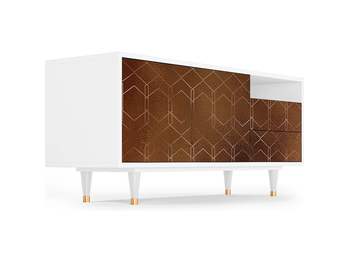 Meuble TV - 125х56х41 cm - T7 - Chocolate Bar, Blanc