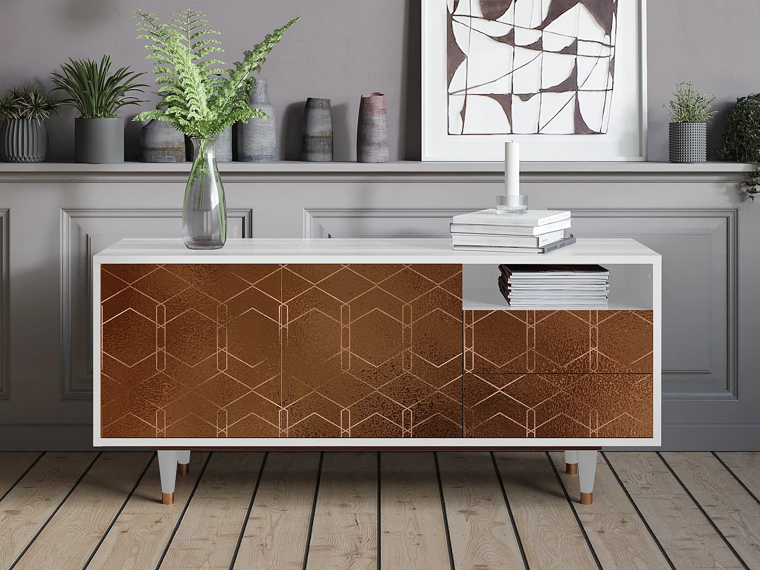 TV-Möbel - 125х56х41 cm - T7 - Chocolate Bar, Weiß