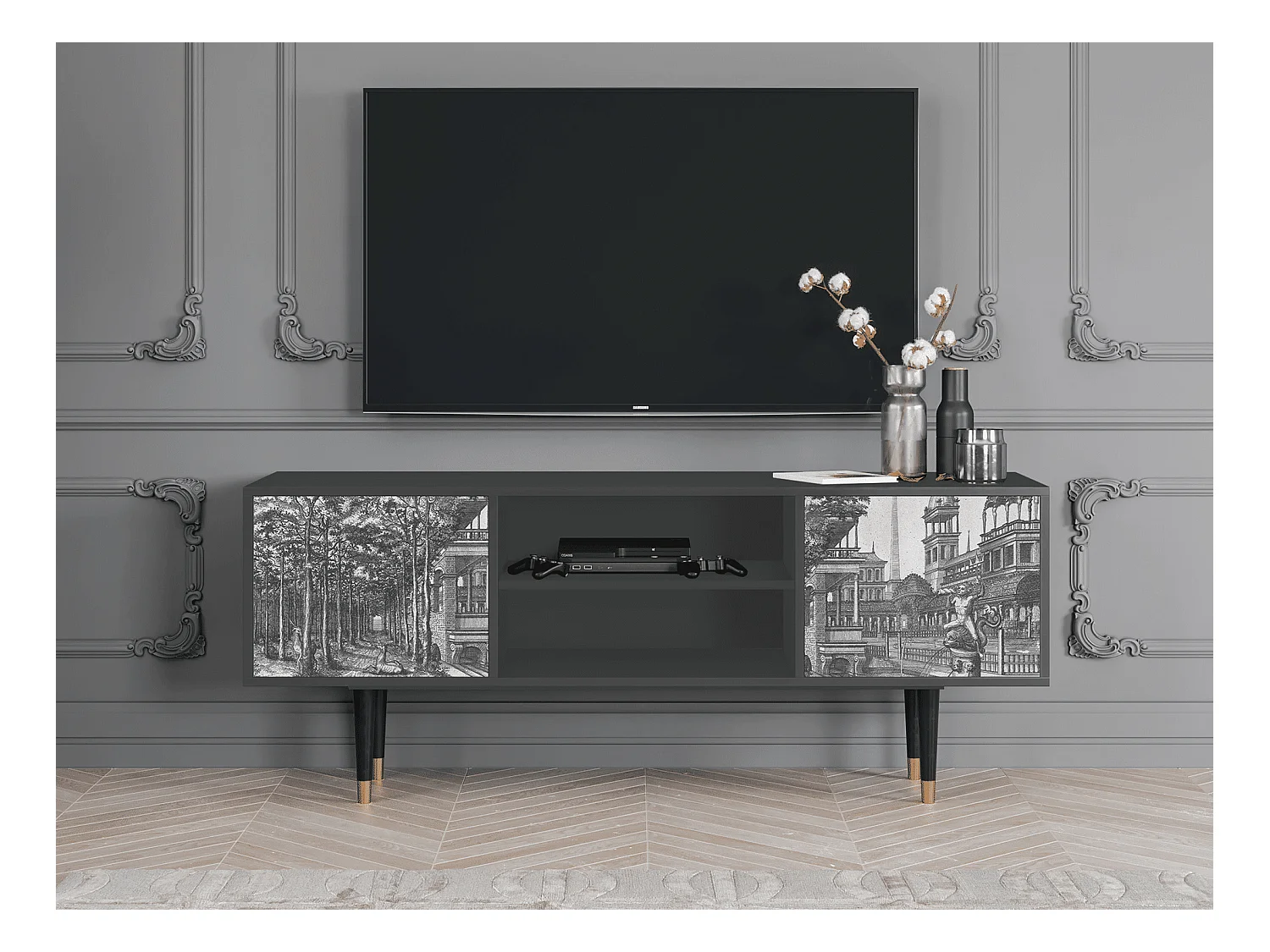 Meuble TV - 170х69х48 cm - T2 - View of the Piazza, Anthracite