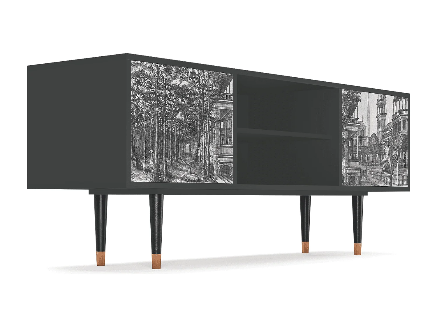 Mueble de TV - 170х69х48 cm - T2 - View of the Piazza, Antracita