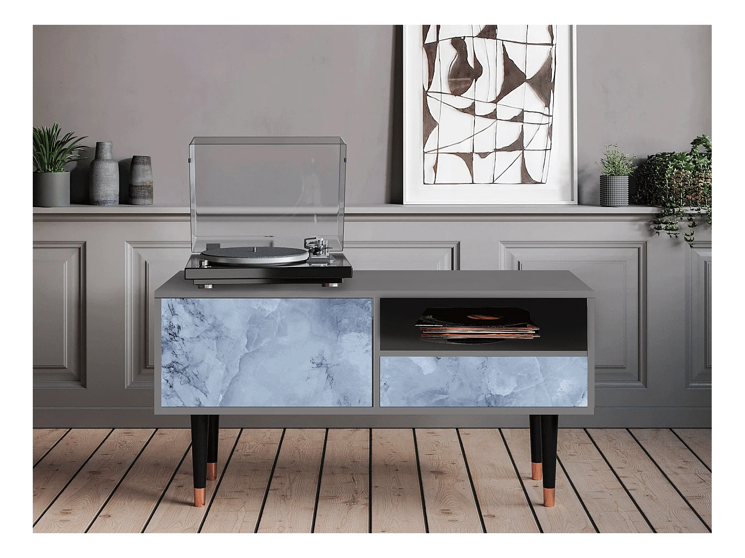 Mobile TV - 115х59х48 cm - T3 - Feather Ice, Grigio