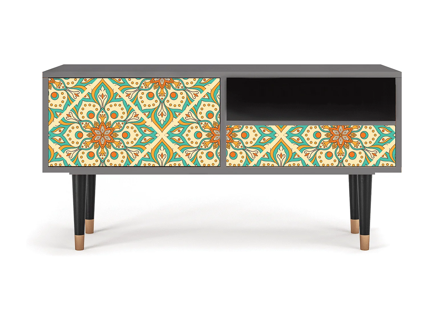 Szafka RTV - 115х59х48 cm - T3 - Hindu Daisy, Piaskowy