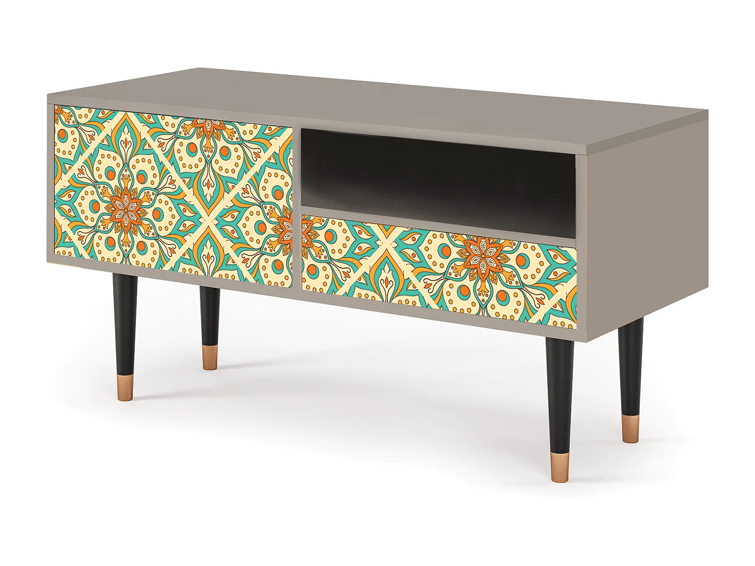 Szafka RTV - 115х59х48 cm - T3 - Hindu Daisy, Piaskowy