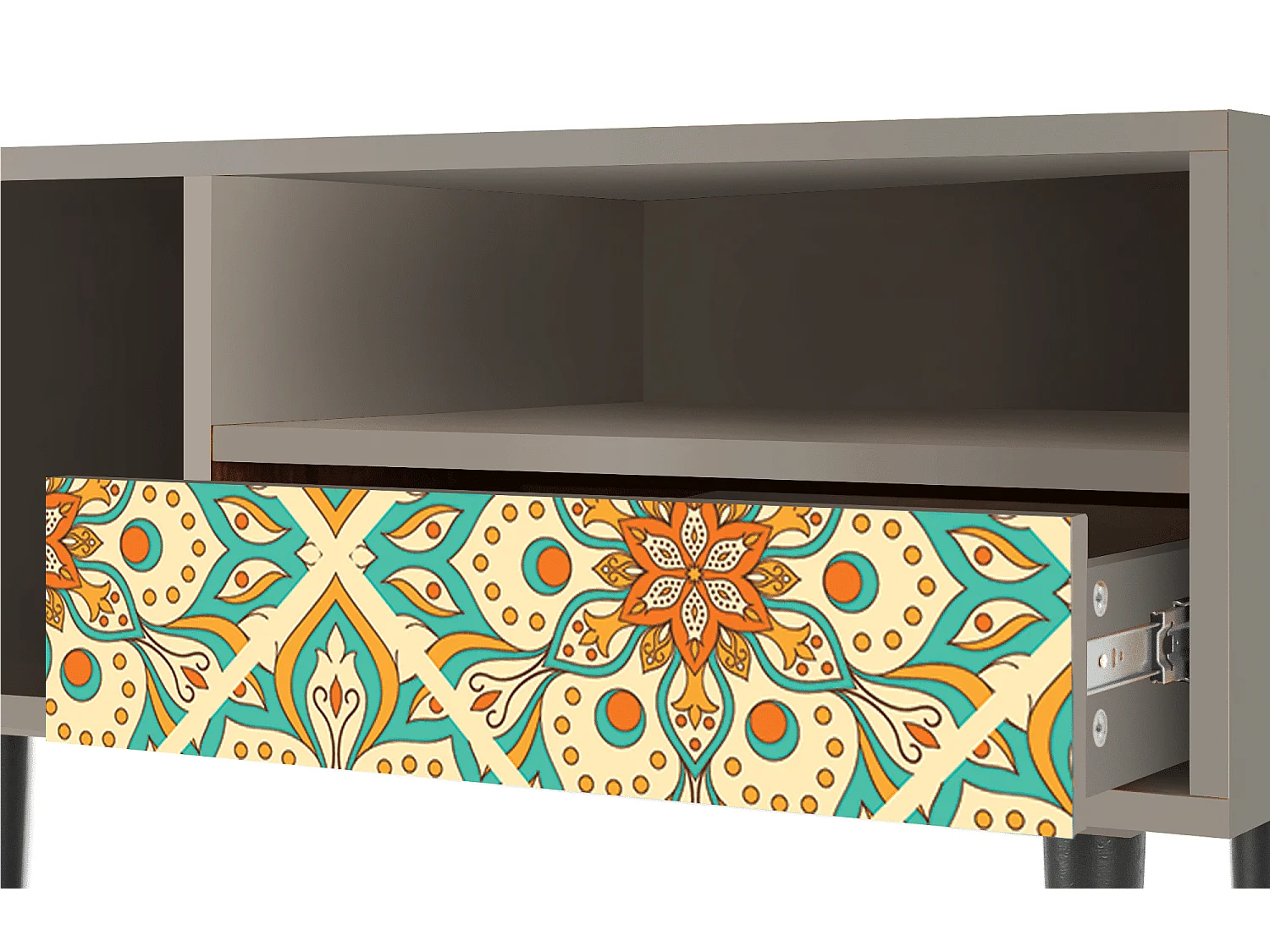 Szafka RTV - 115х59х48 cm - T3 - Hindu Daisy, Piaskowy