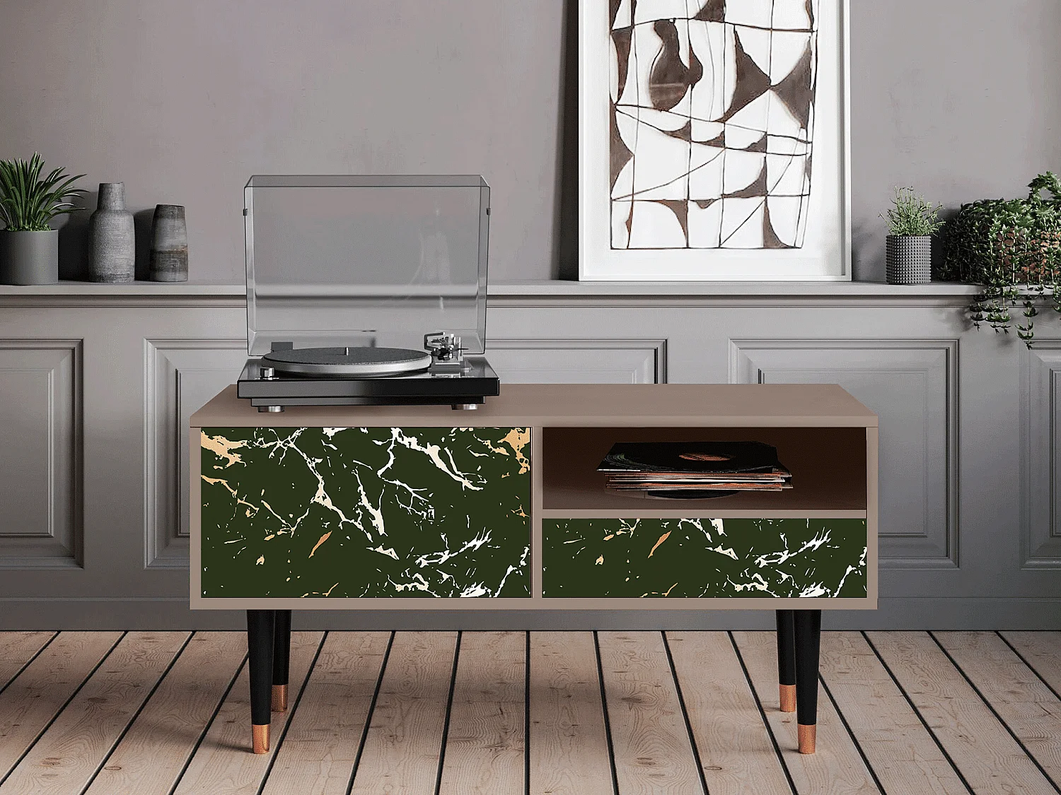 Meuble TV - 115х59х48 cm - T3 - Amazon Forest, Latte